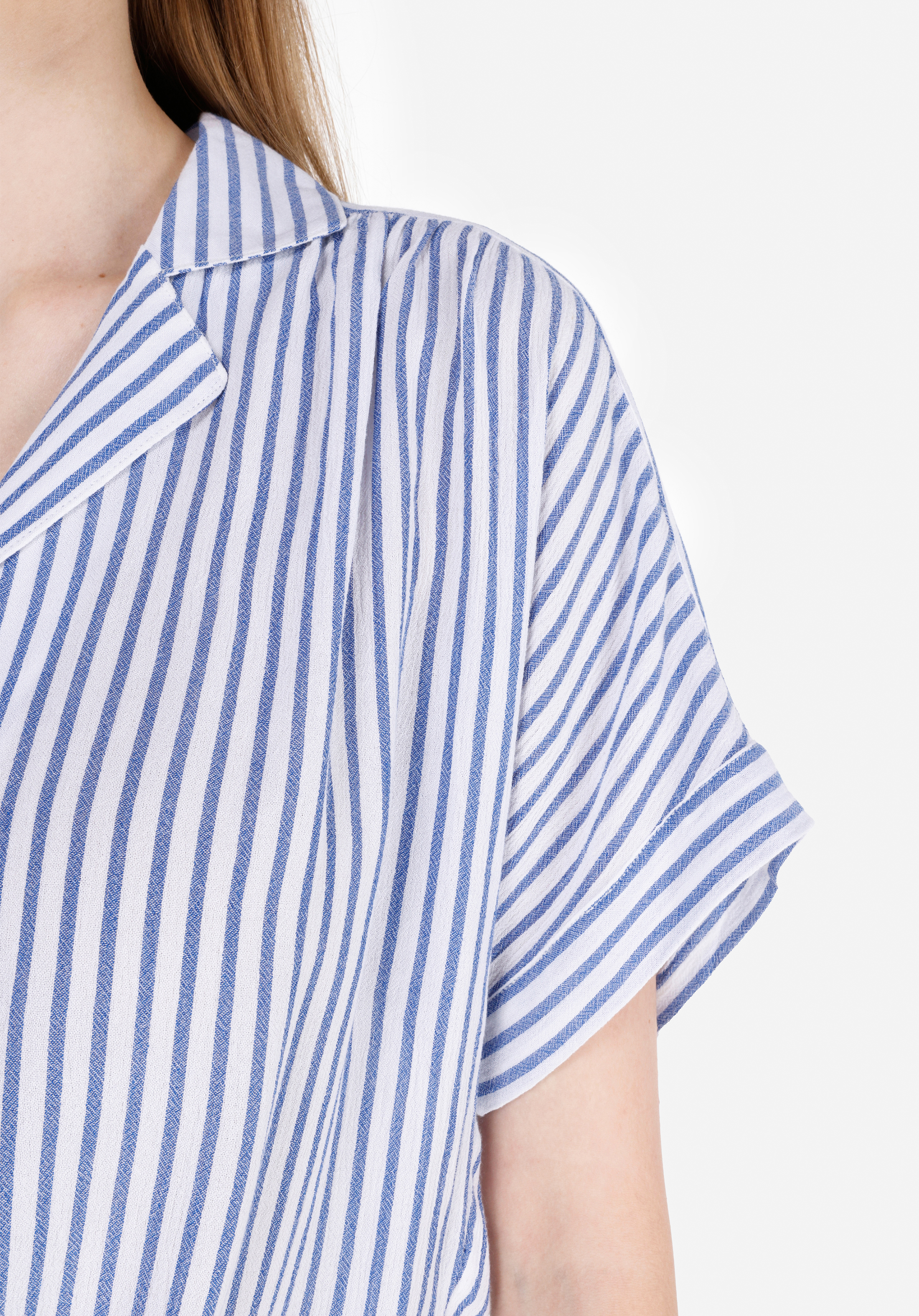 Afficher les détails de Bleu Femmes Chemise À Manches Courtes