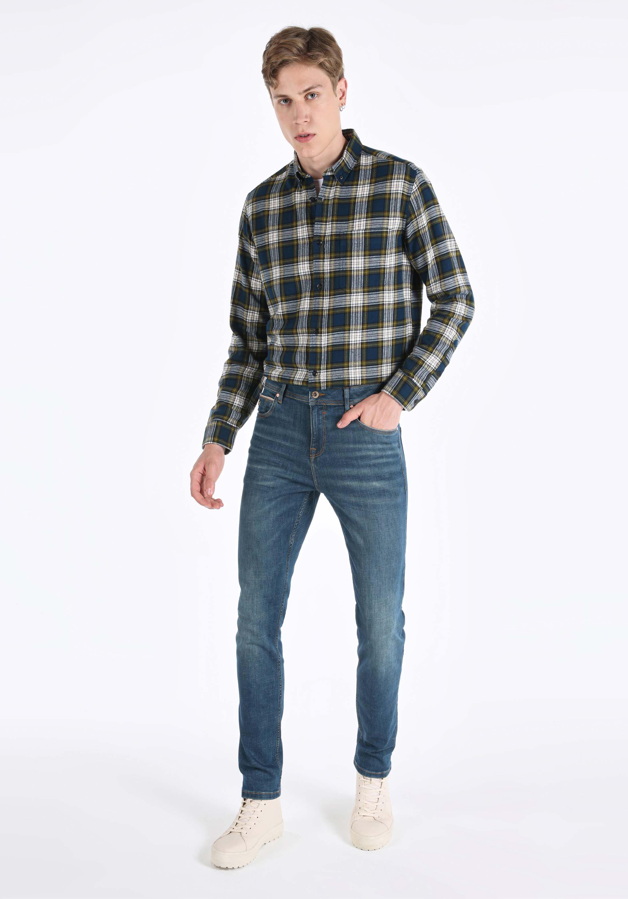 Afficher les détails de 044 Pantalon En Jean Bleu Coupe Droite Pour Homme Cl1065272