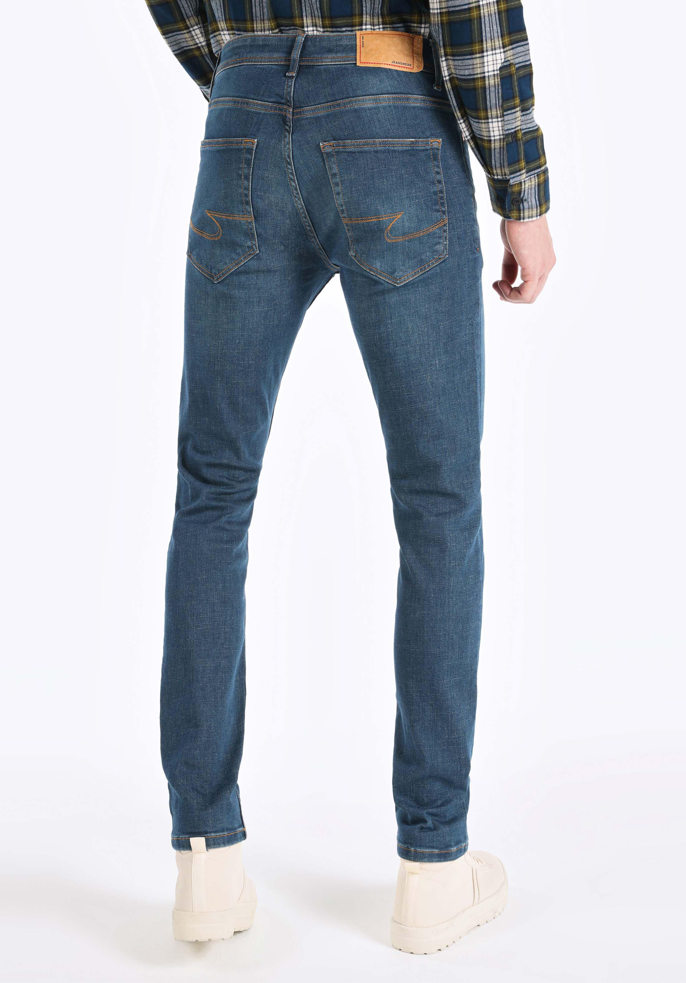 Afficher les détails de 044 Pantalon En Jean Bleu Coupe Droite Pour Homme Cl1065272