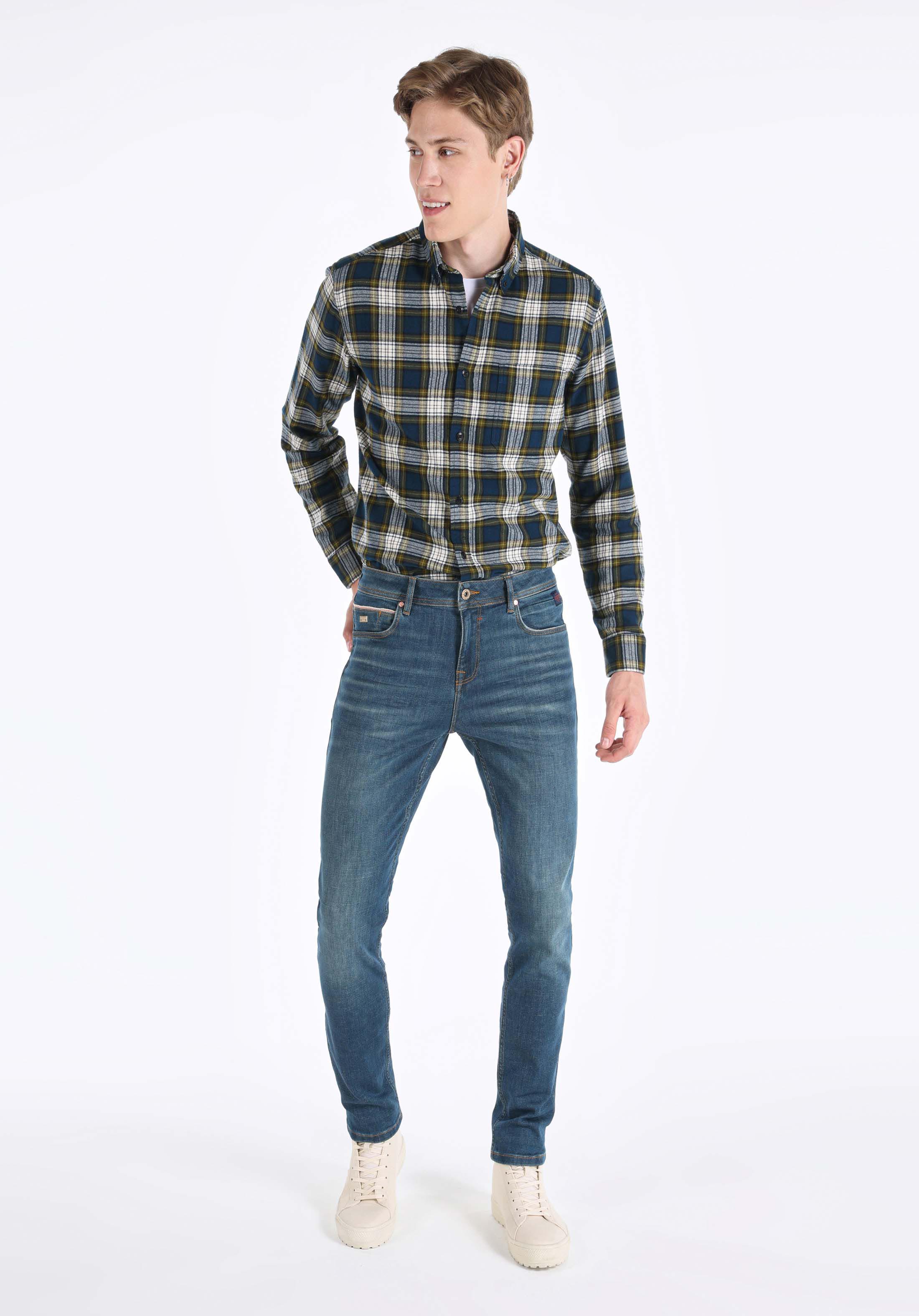 Afficher les détails de 044 Pantalon En Jean Bleu Coupe Droite Pour Homme Cl1065272