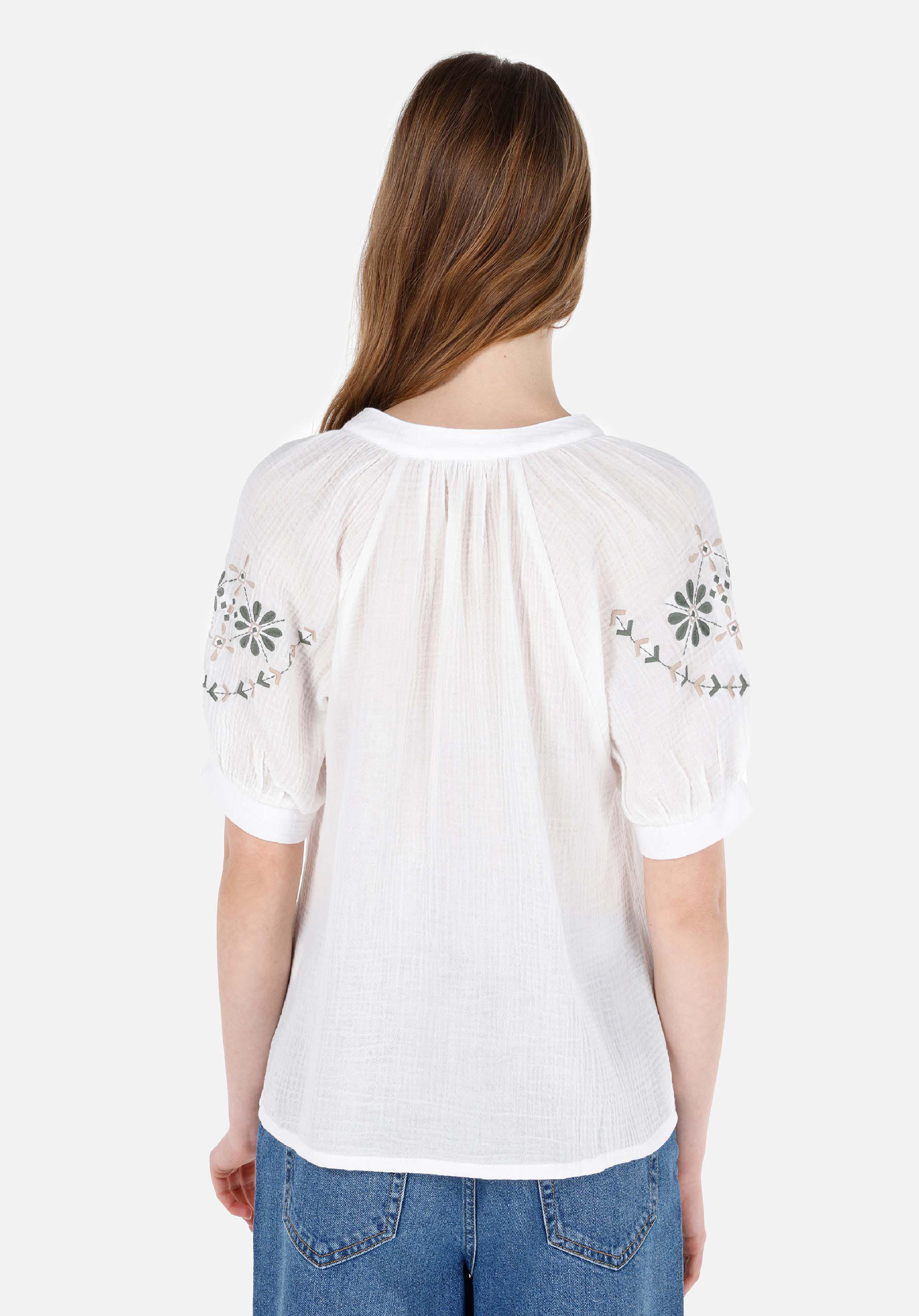 Afficher les détails de Blanc Femmes Chemise À Manches Courtes