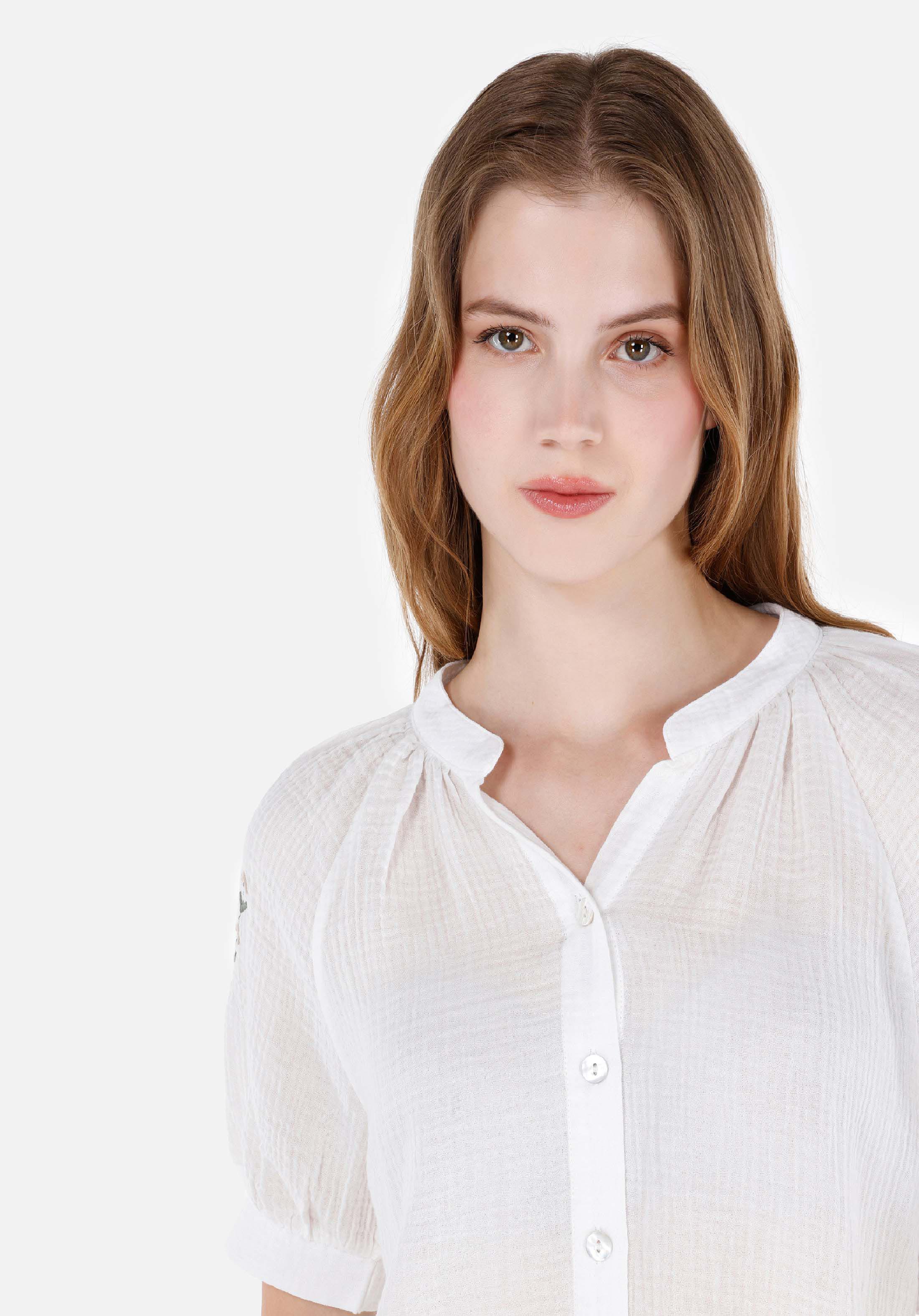 Afficher les détails de Blanc Femmes Chemise À Manches Courtes