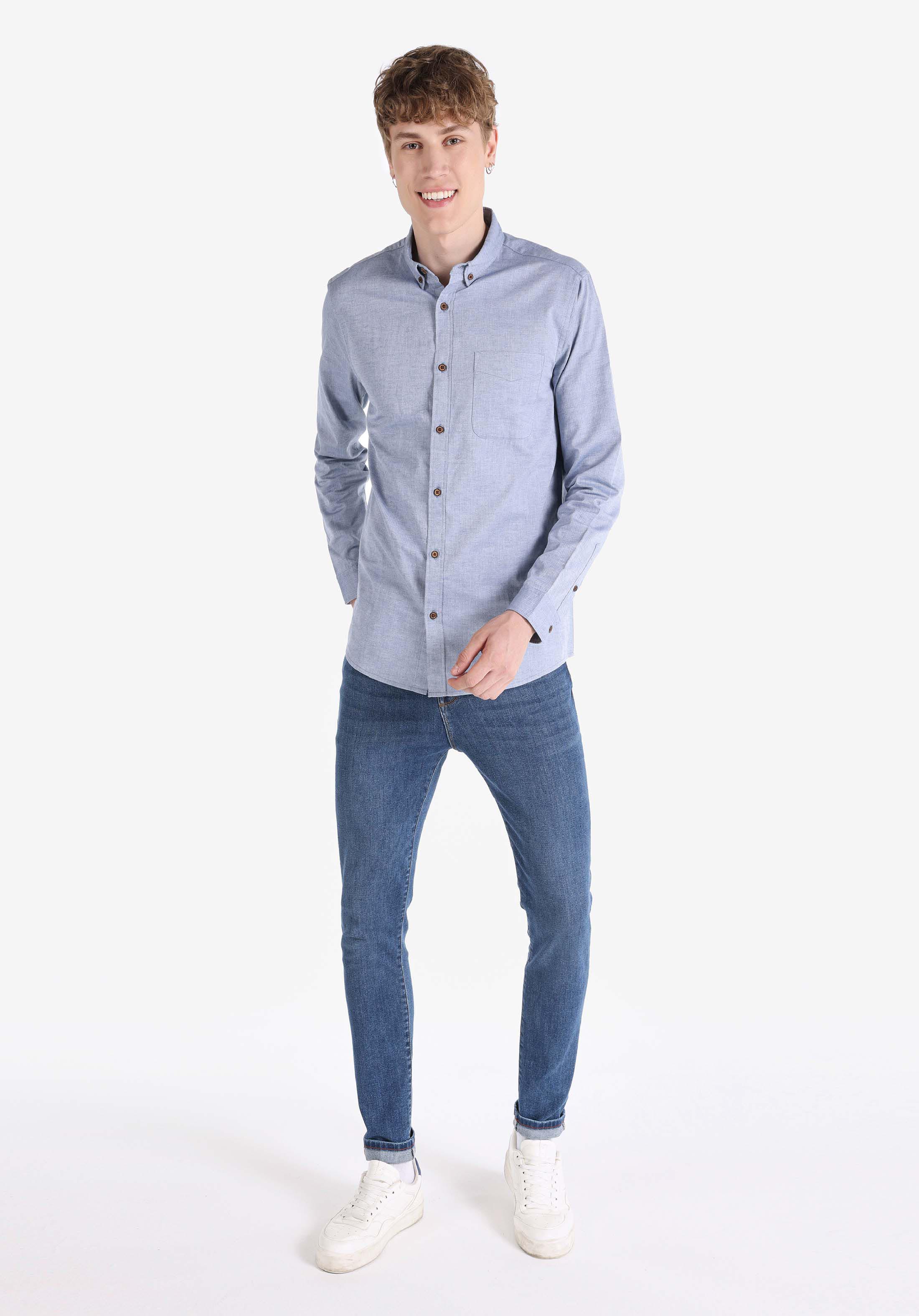 Afficher les détails de Bleu Homme Chemise À Manches Longues