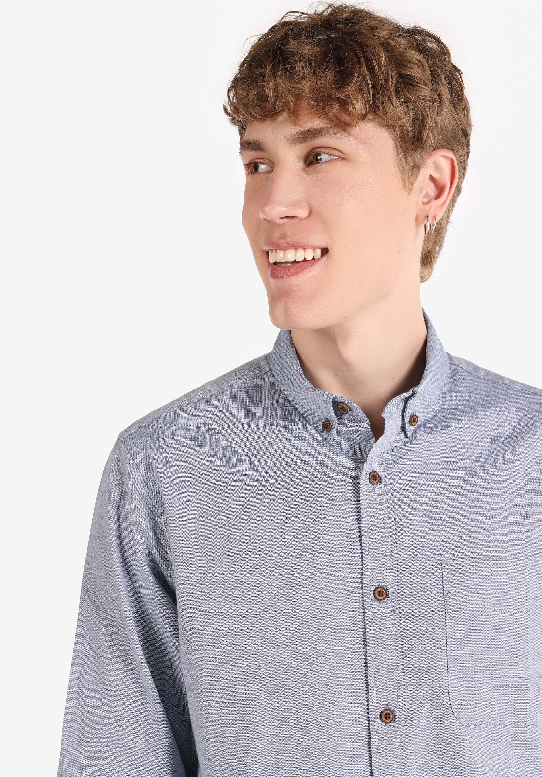 Afficher les détails de Bleu Homme Chemise À Manches Longues