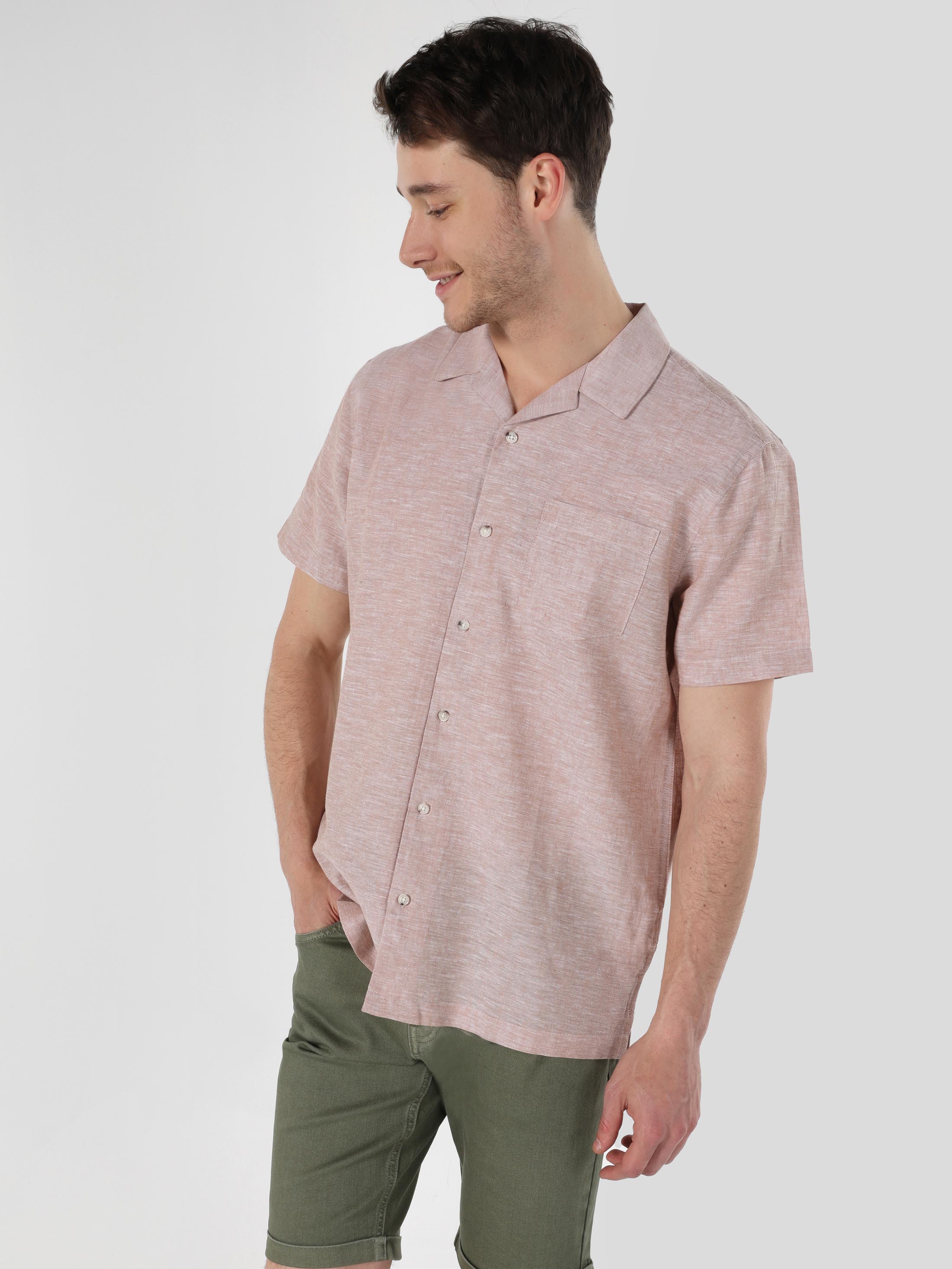 Afficher les détails de Beige Homme Chemise À Manches Courtes