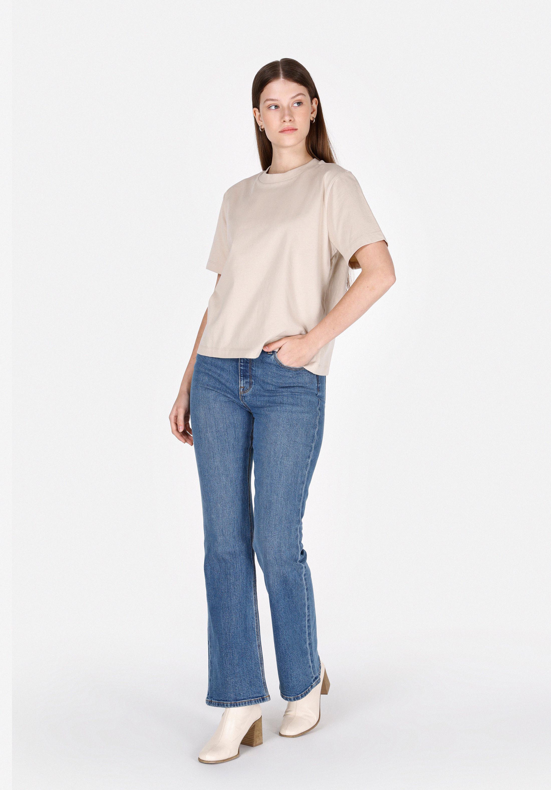 Afficher les détails de Beige Femmes T-shirt À Manches Courtes