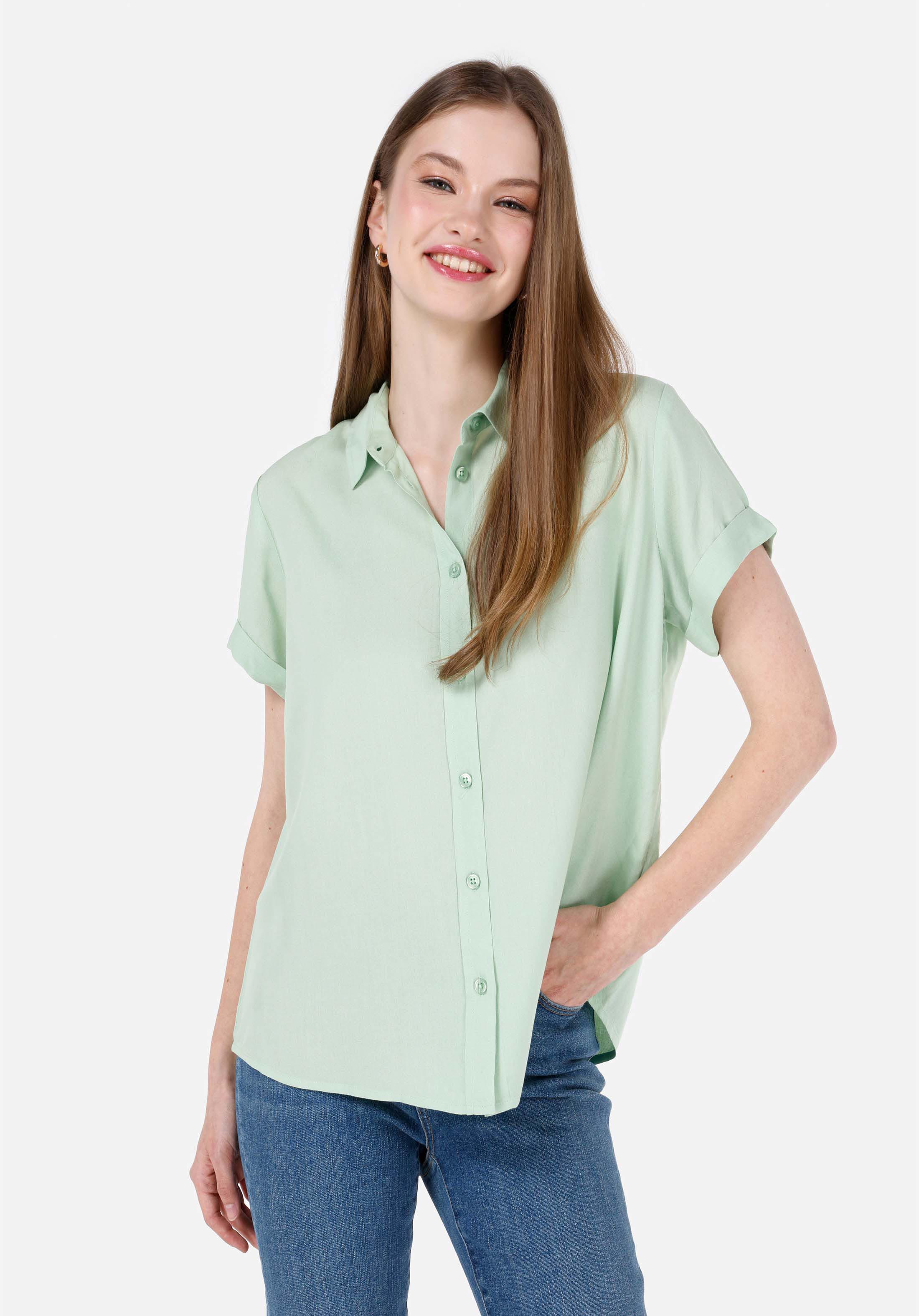 Afficher les détails de Vert Femmes Chemise À Manches Courtes