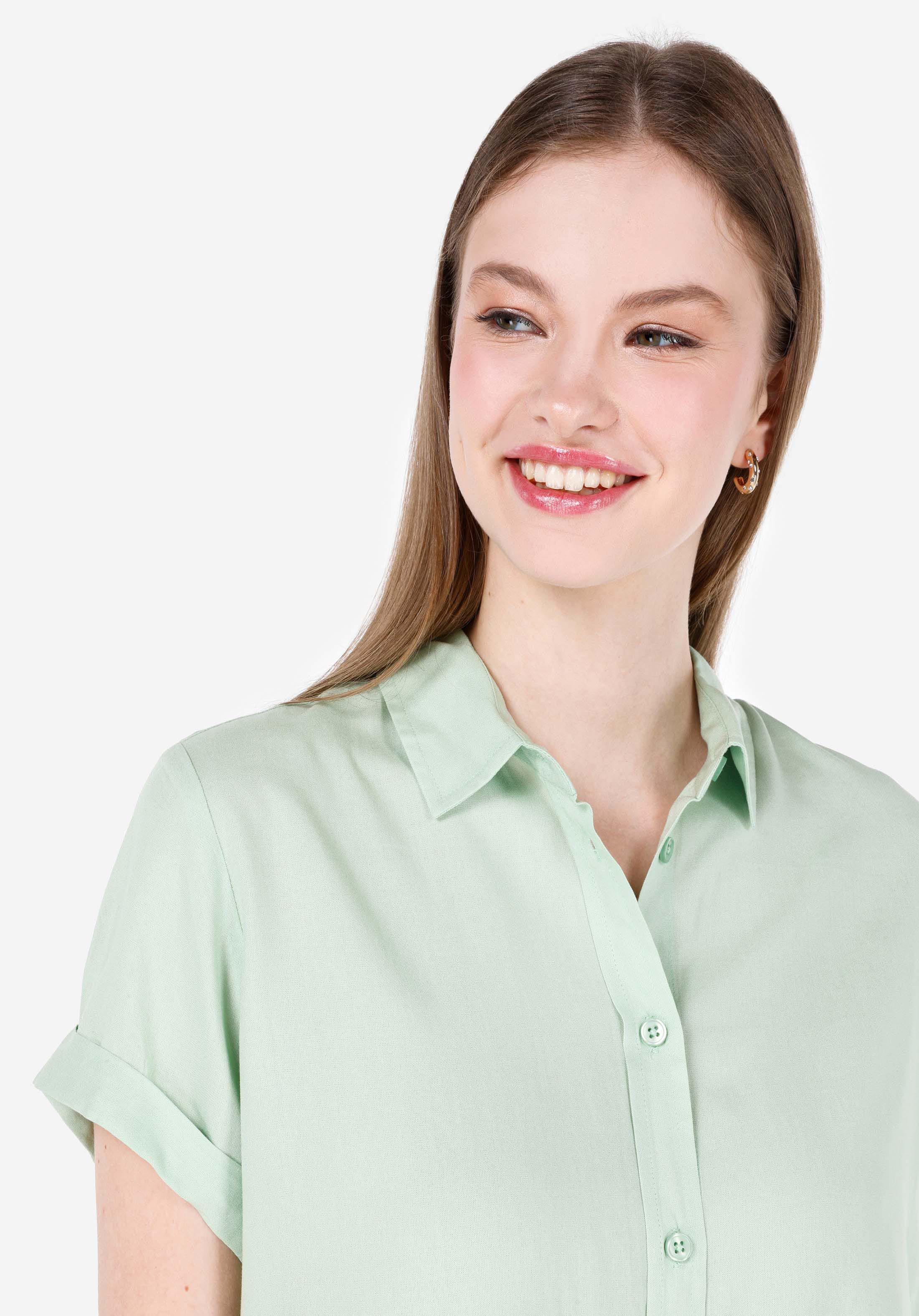 Afficher les détails de Vert Femmes Chemise À Manches Courtes