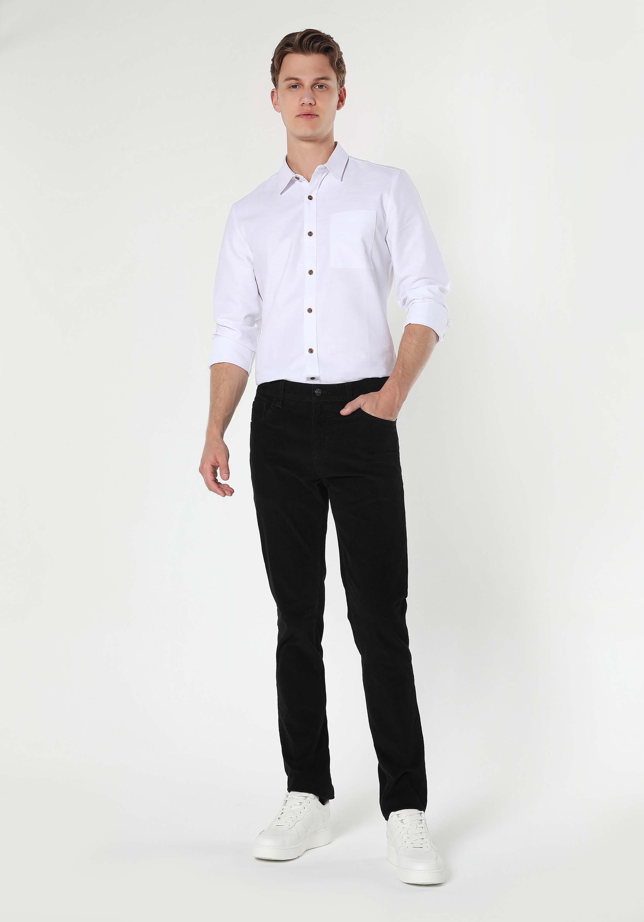 Afficher les détails de Pantalon Anthracıte Coupe Droite Jambe Taille Moyenne Coupe Droite Pour Homme Cl1050234