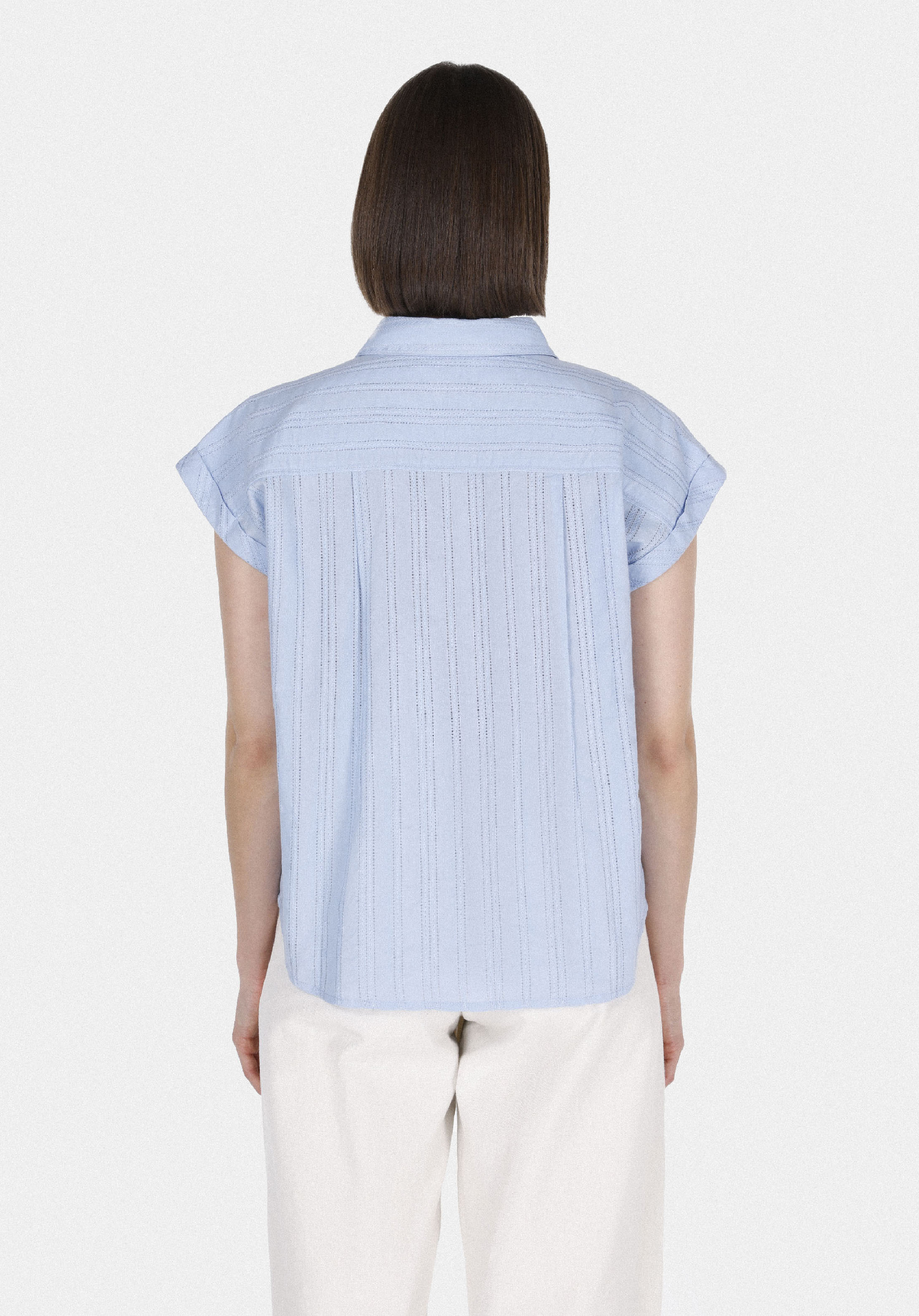 Afficher les détails de Bleu Femmes Chemise À Manches Courtes