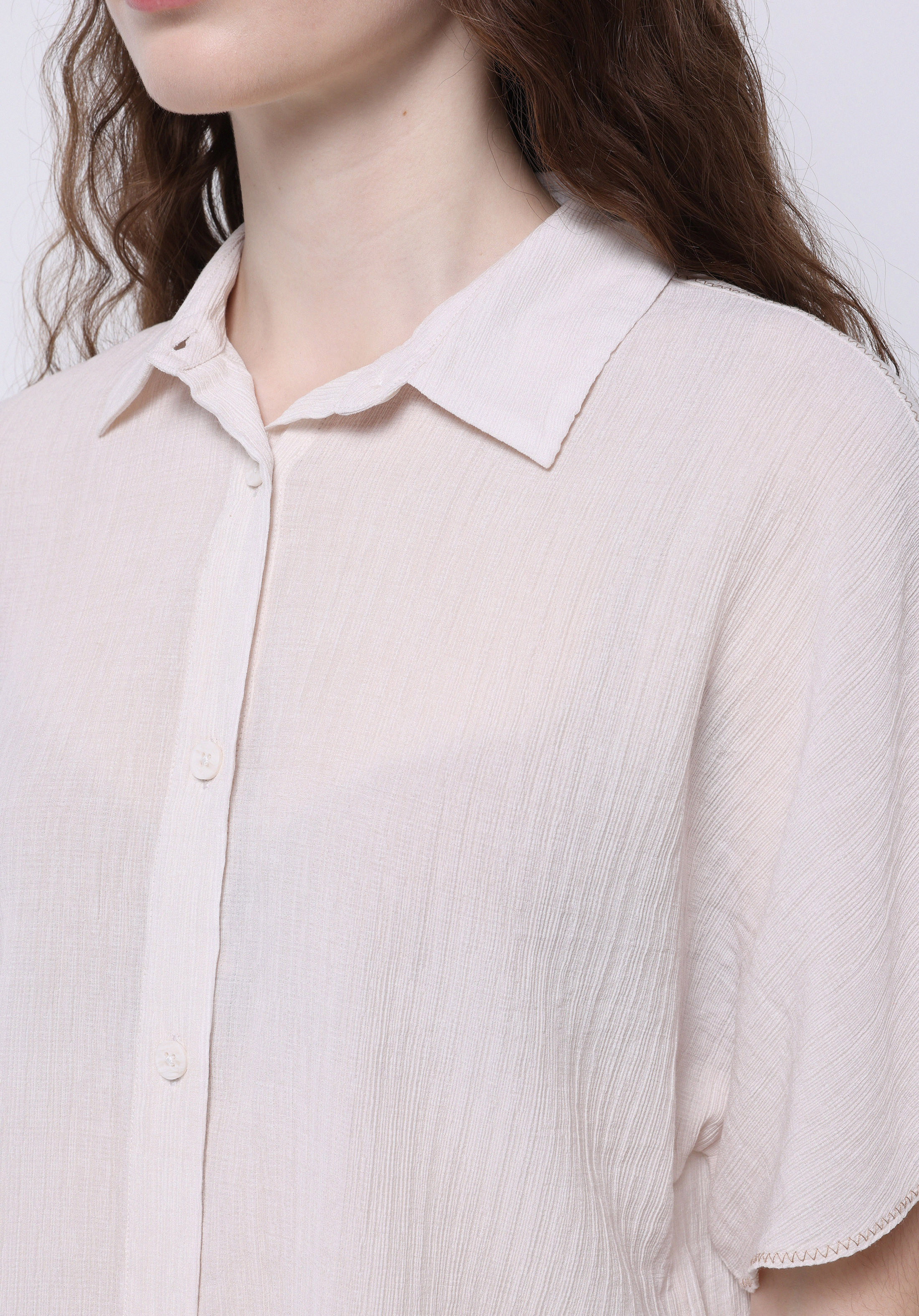 Afficher les détails de Blanc Femmes Chemise À Manches Courtes
