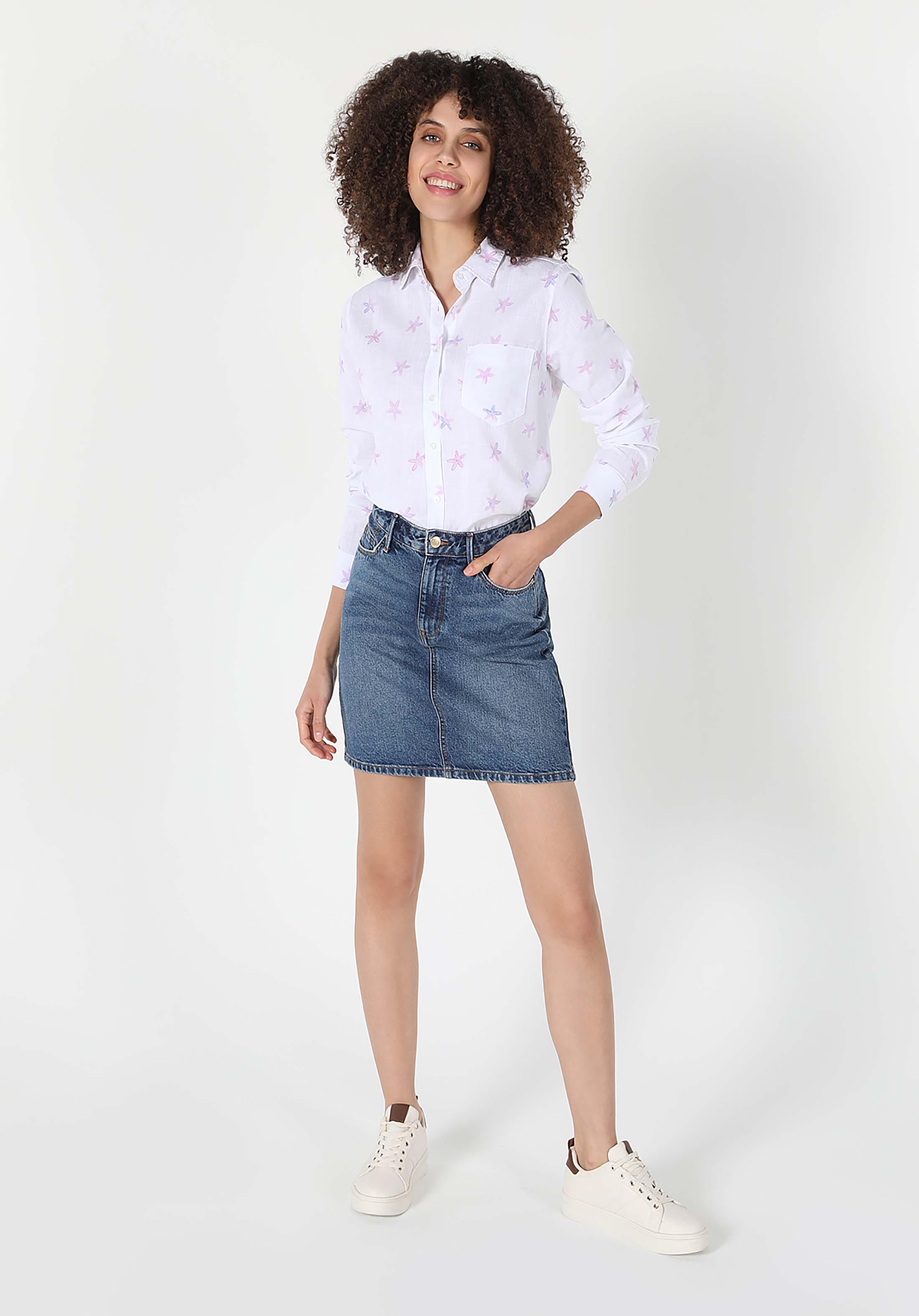 Jupe Jean Chemise Blanche Femme Jupe Nancy Denim 30