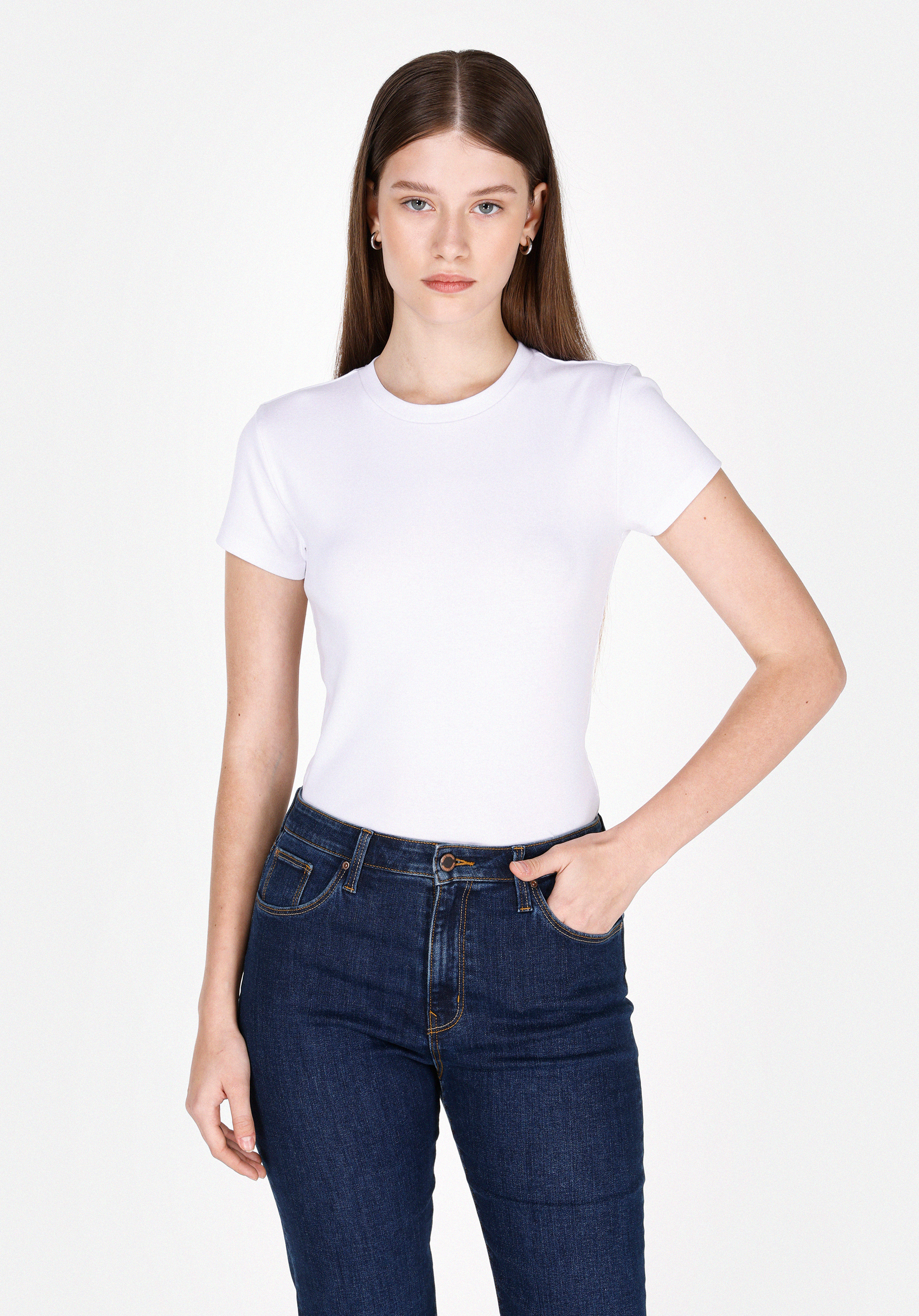 Afficher les détails de Blanc Femmes T-shirt À Manches Courtes
