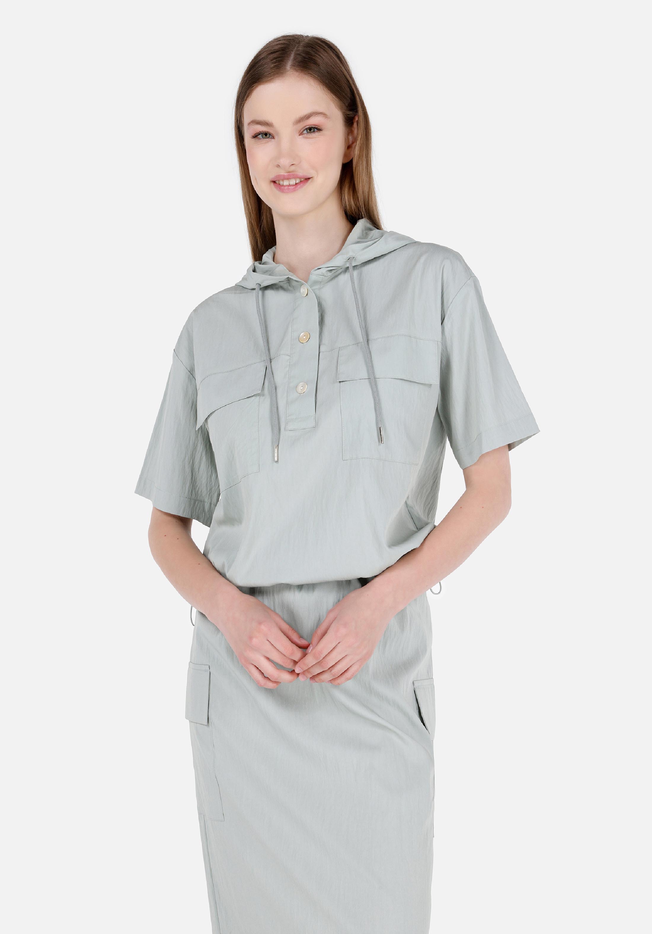 Afficher les détails de Vert Femmes Chemise À Manches Courtes