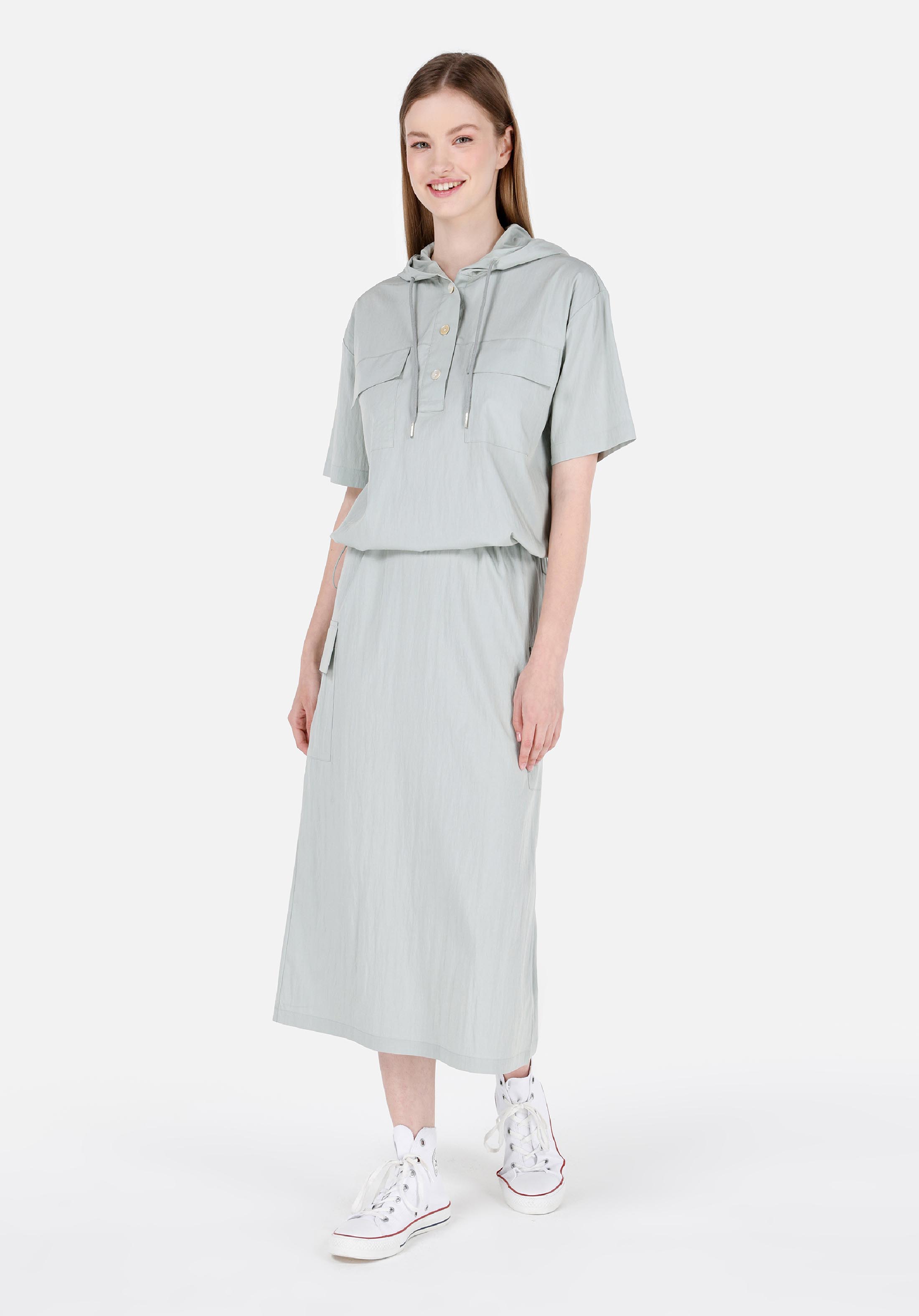 Afficher les détails de Vert Femmes Chemise À Manches Courtes