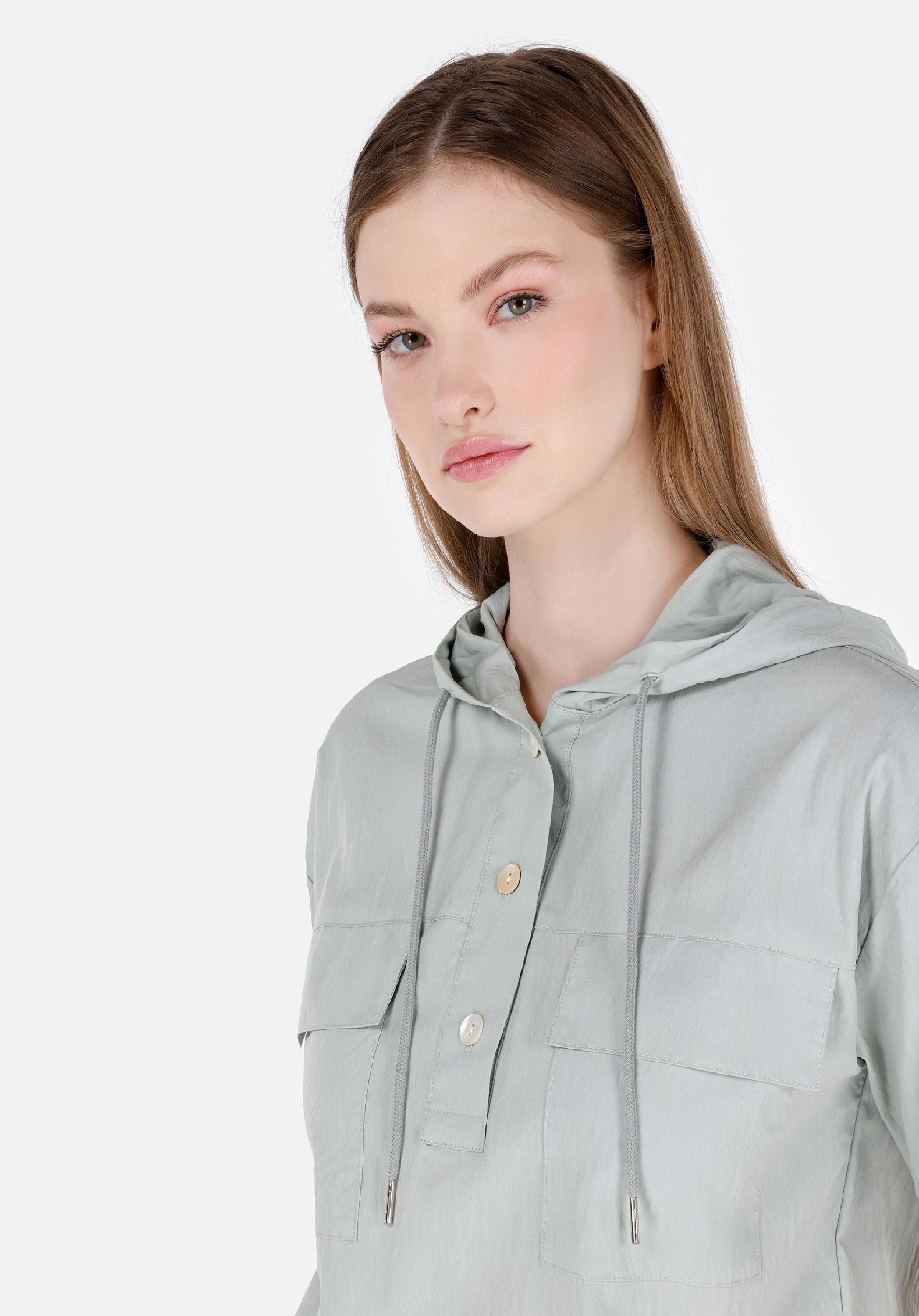 Afficher les détails de Vert Femmes Chemise À Manches Courtes