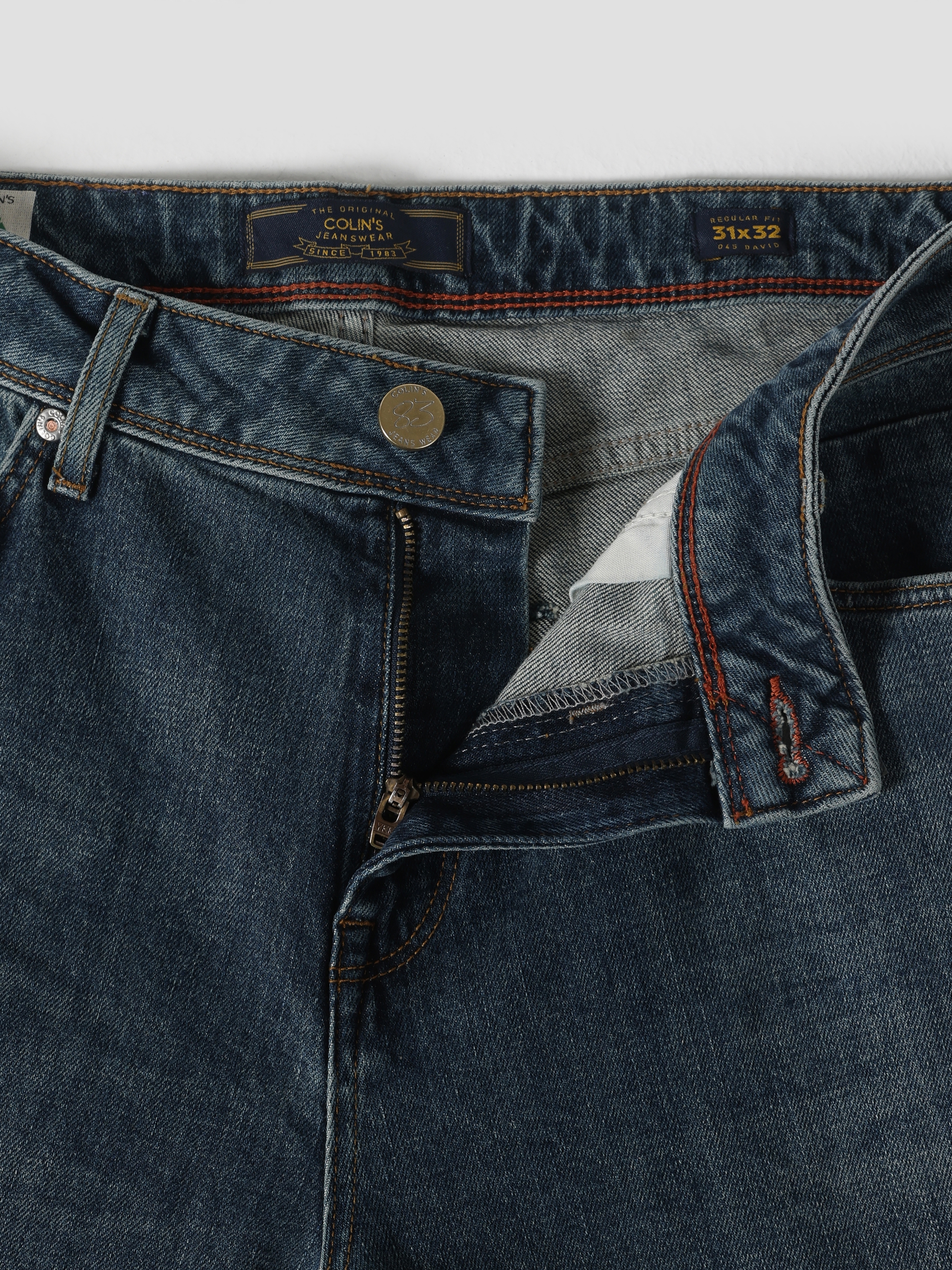 Afficher les détails de 045 David Pantalon En Jean Bleu Pour Homme, Taille Moyenne, Coupe Régulière, Jambe Droite