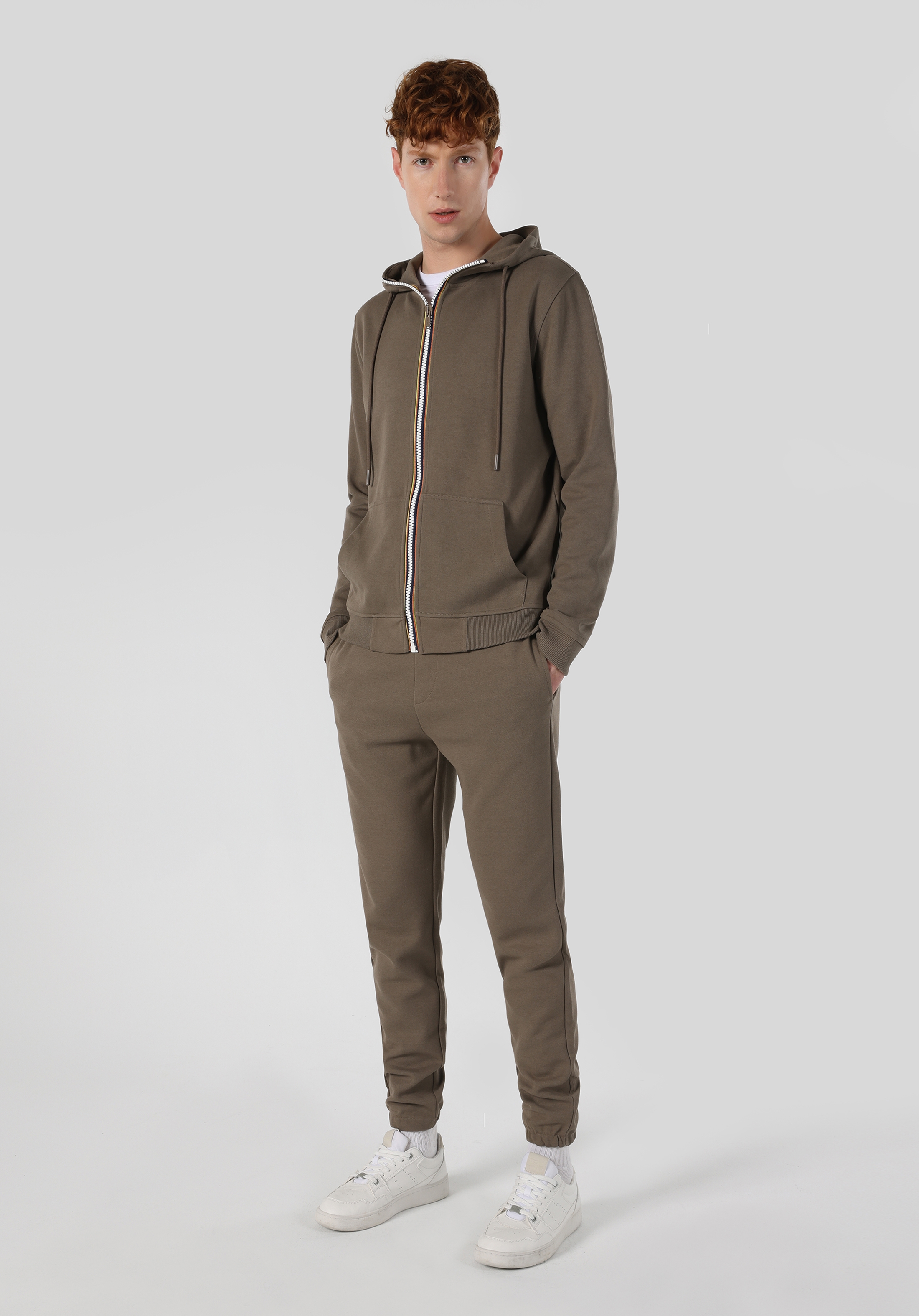 Veste Homme Marron Capuche Coupe Slim