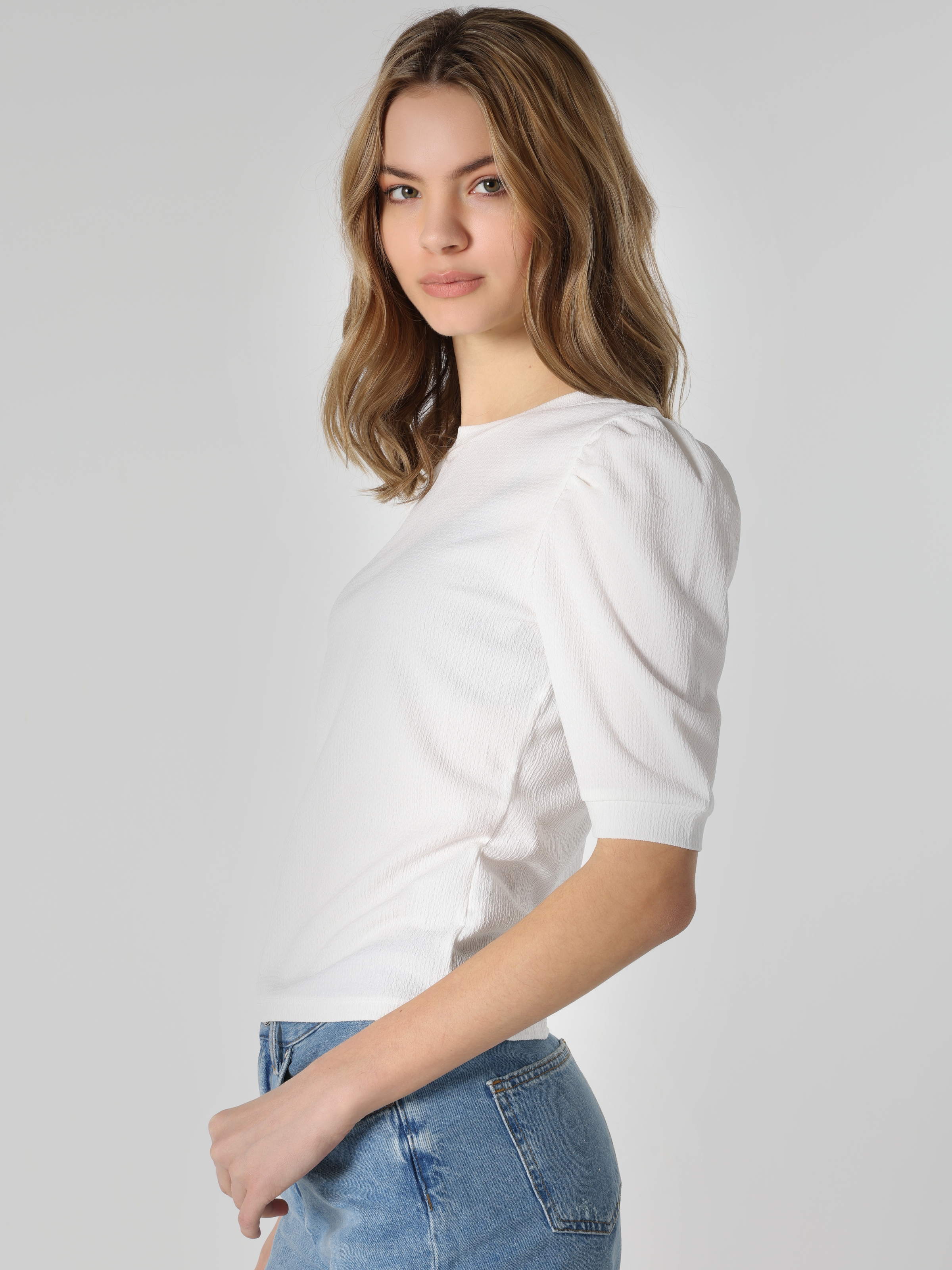 Afficher les détails de T-Shirt Blanc À Manches Courtes Pour Femmes, Coupe Régulière, Col Rond