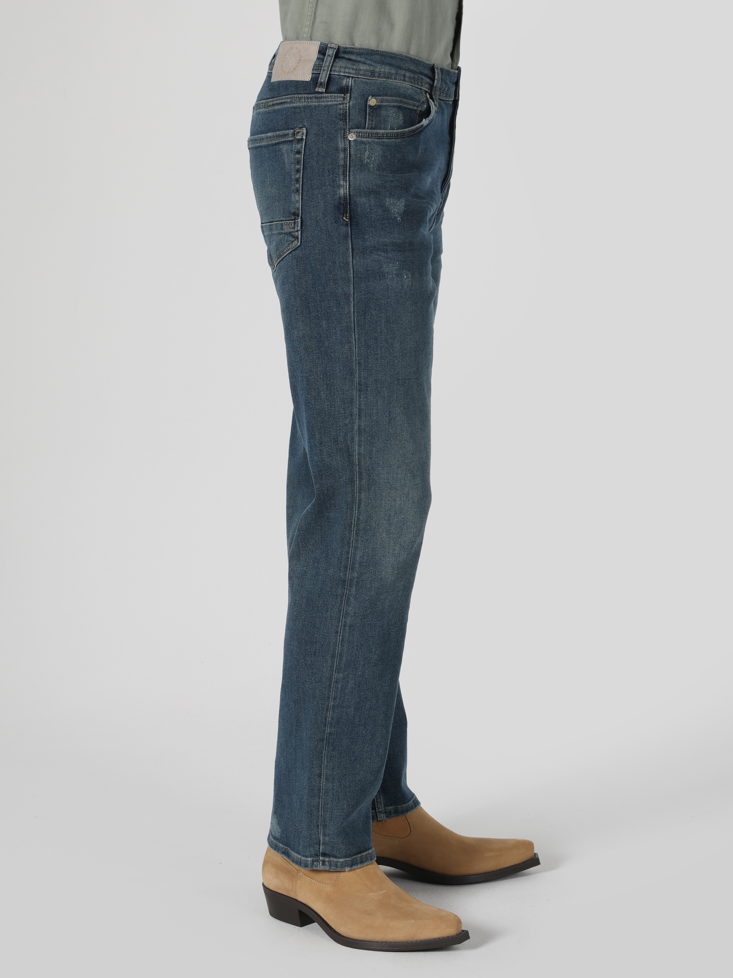Afficher les détails de 045 David Coupe Régulière Taille Moyenne Jambe Décontractée Bleu Pantalon En Jean Pour Hommes
