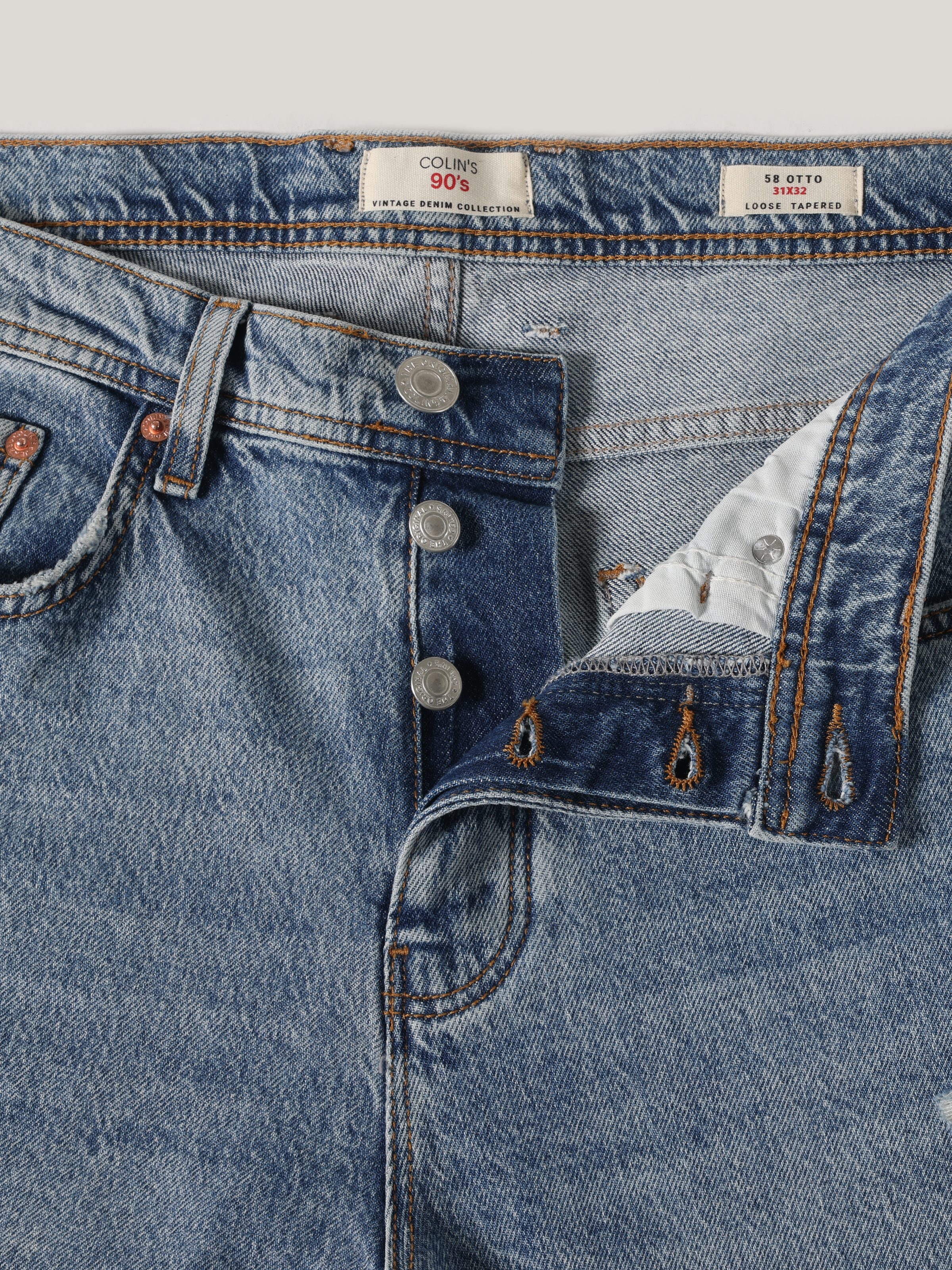Afficher les détails de 058 Otto Loose Tapered Fit Pantalon En Jean Bleu Pour Homme