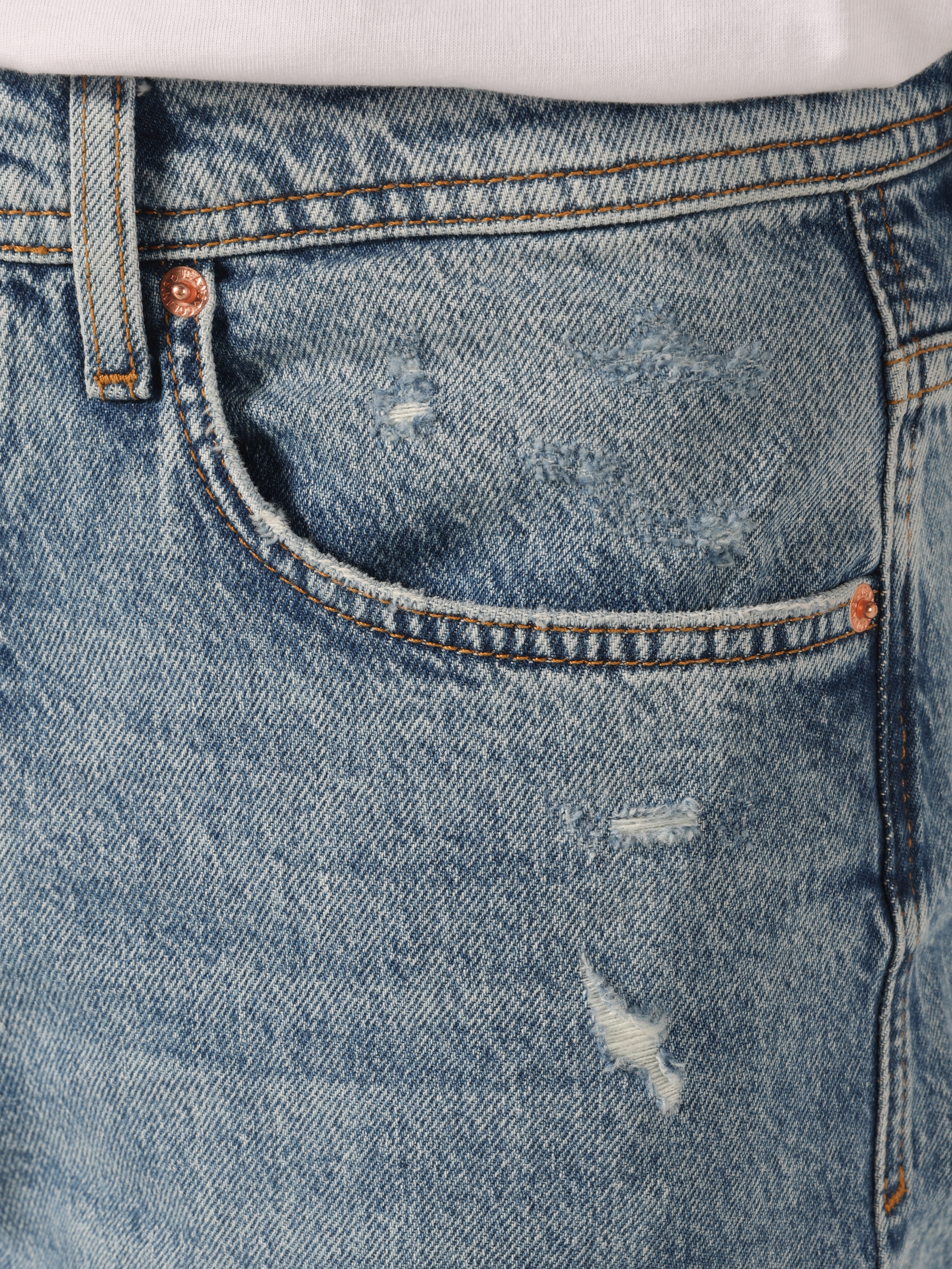 Afficher les détails de 058 Otto Loose Tapered Fit Pantalon En Jean Bleu Pour Homme