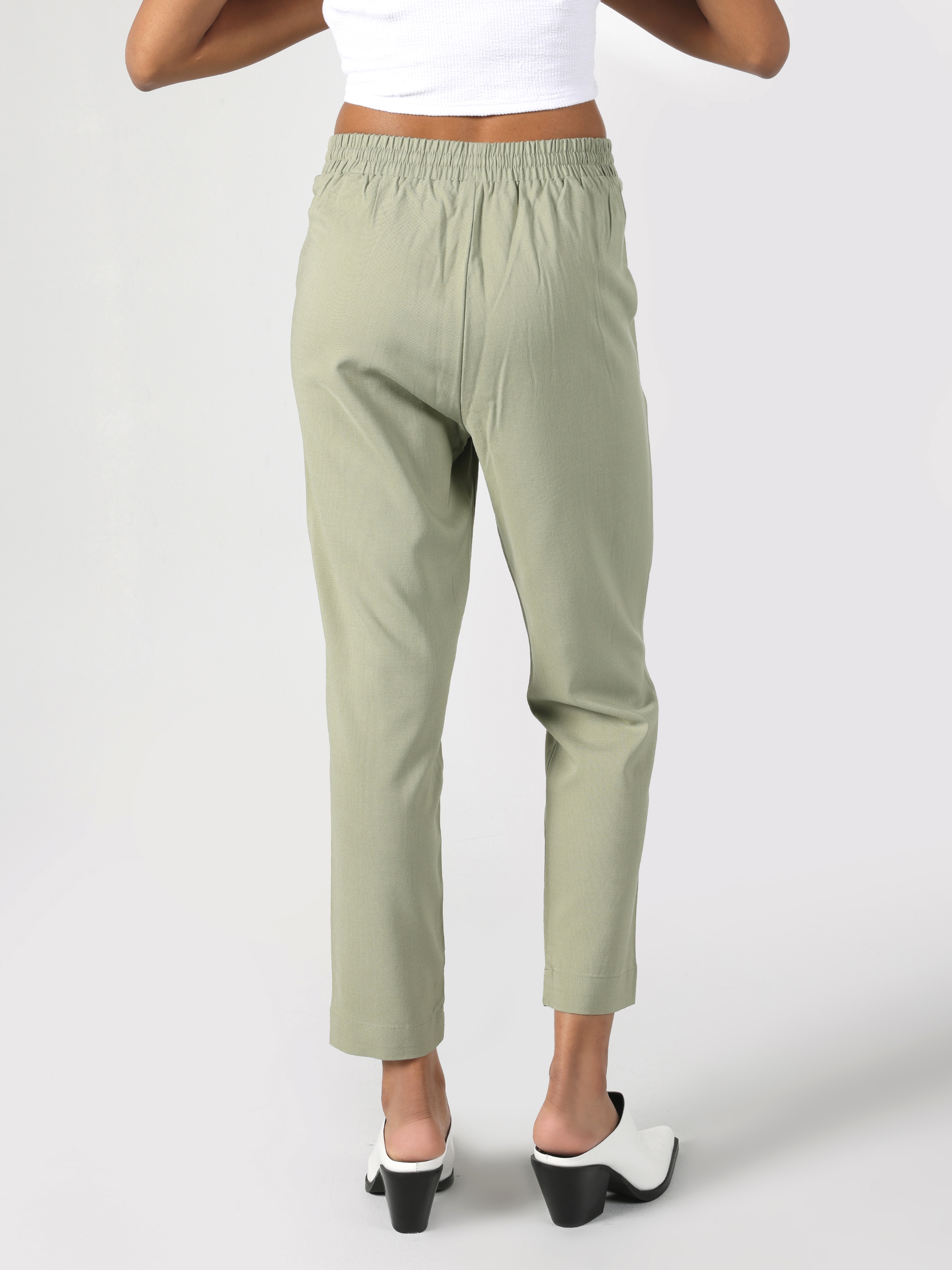 Afficher les détails de Pantalon Femme Coupe Droite Taille Basse Coupe Droite Vert