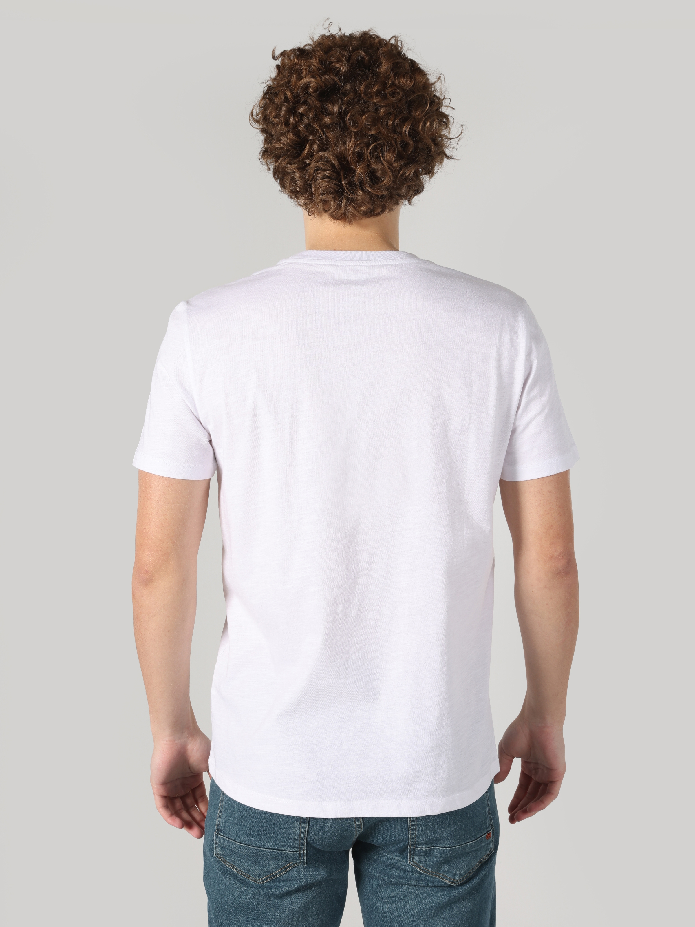Afficher les détails de T-Shirt À Manches Courtes Pour Hommes Blanc İmprimé Coupe Régulière