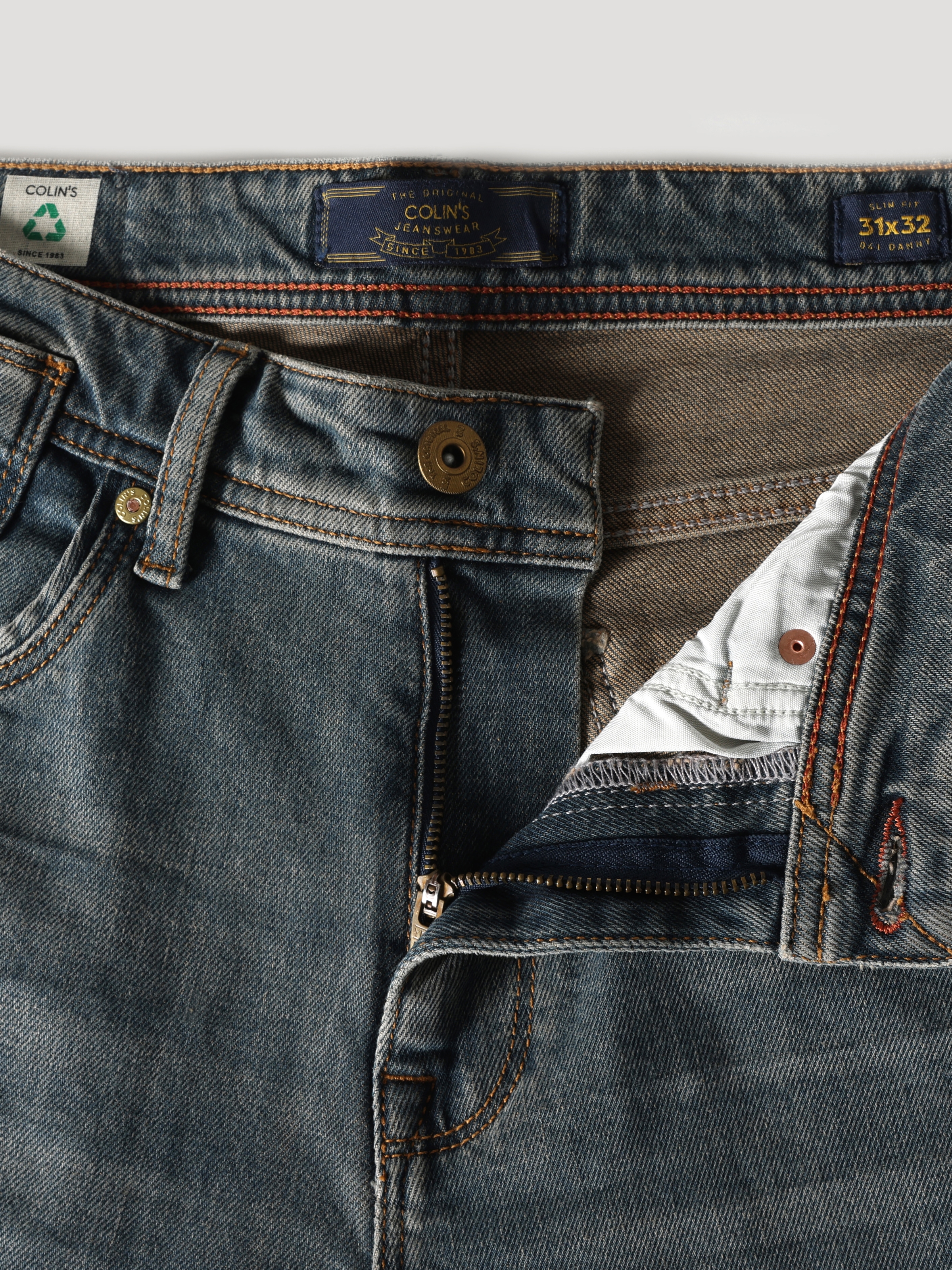 Afficher les détails de 041 Danny Slim Fit Taille Basse Jambe Droite Pantalon En Jean Bleu Pour Hommes