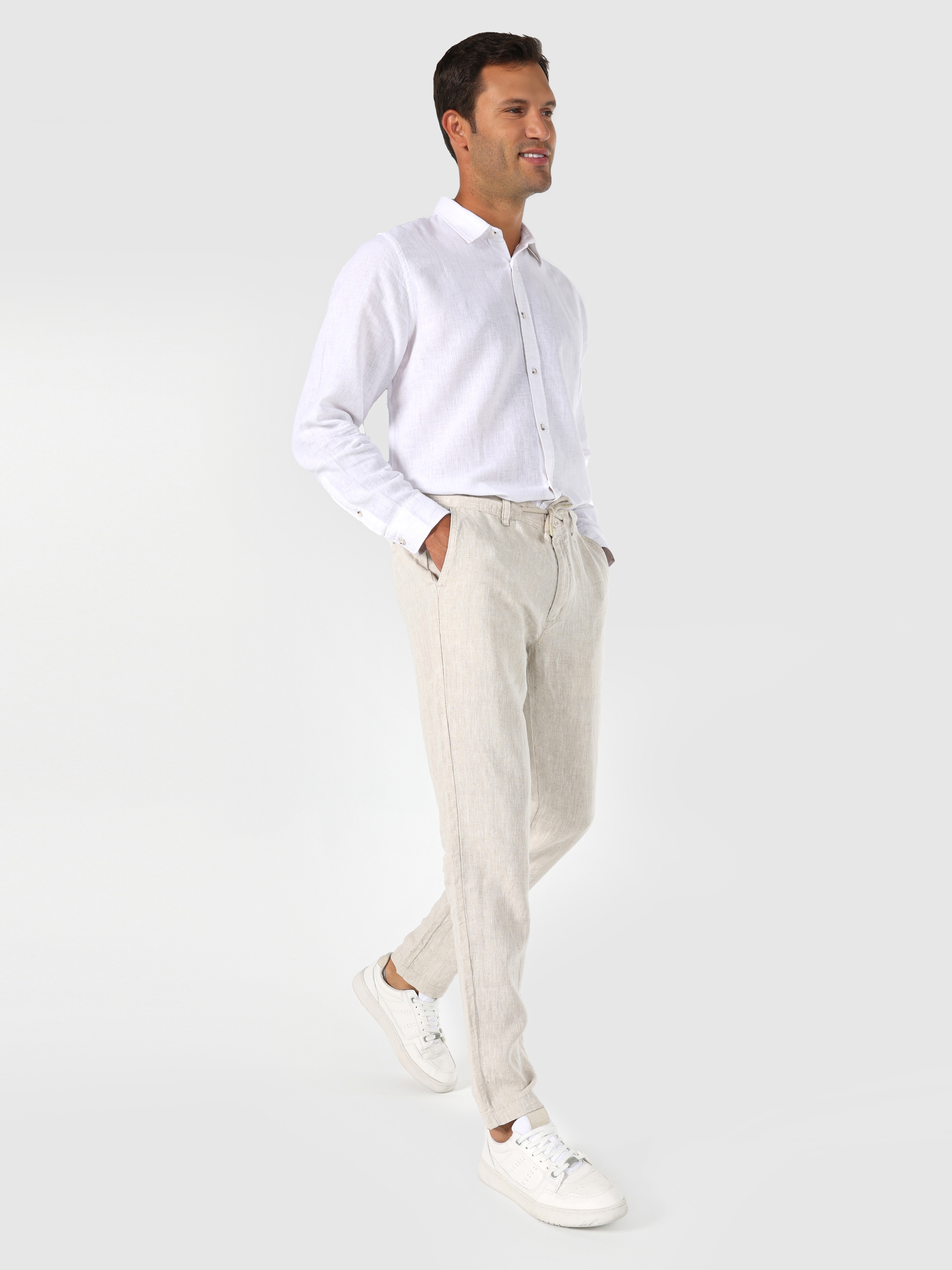 Afficher les détails de Pantalon Pour Homme En Pierre Coupe Droite, Taille Moyenne, Jambe Droite