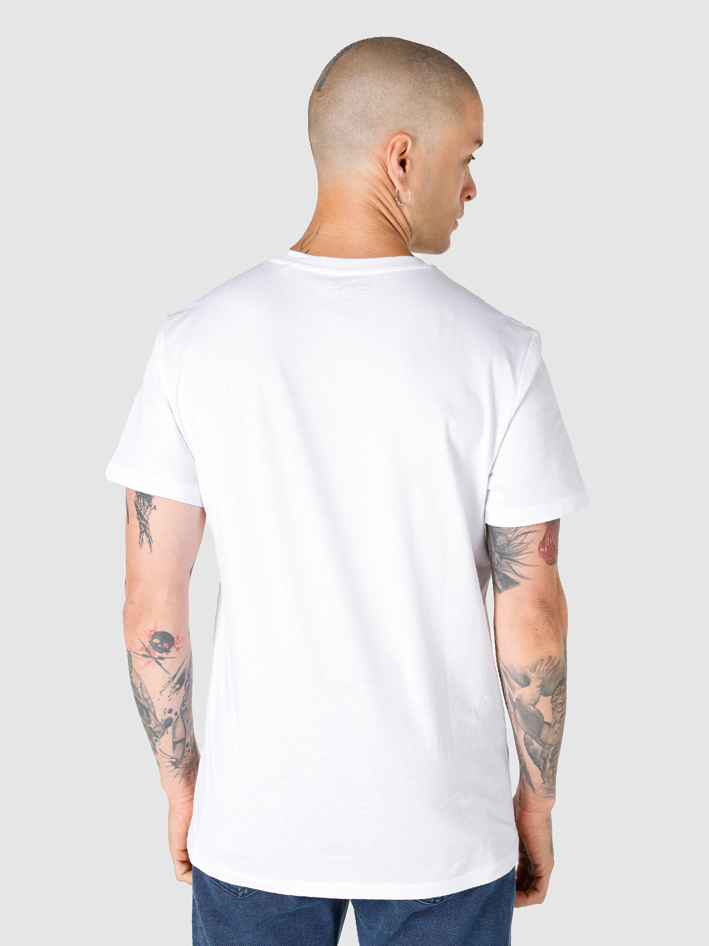 Afficher les détails de T-Shirt À Manches Courtes Pour Hommes Blanc İmprimé À Col Rond Coupe Régulière