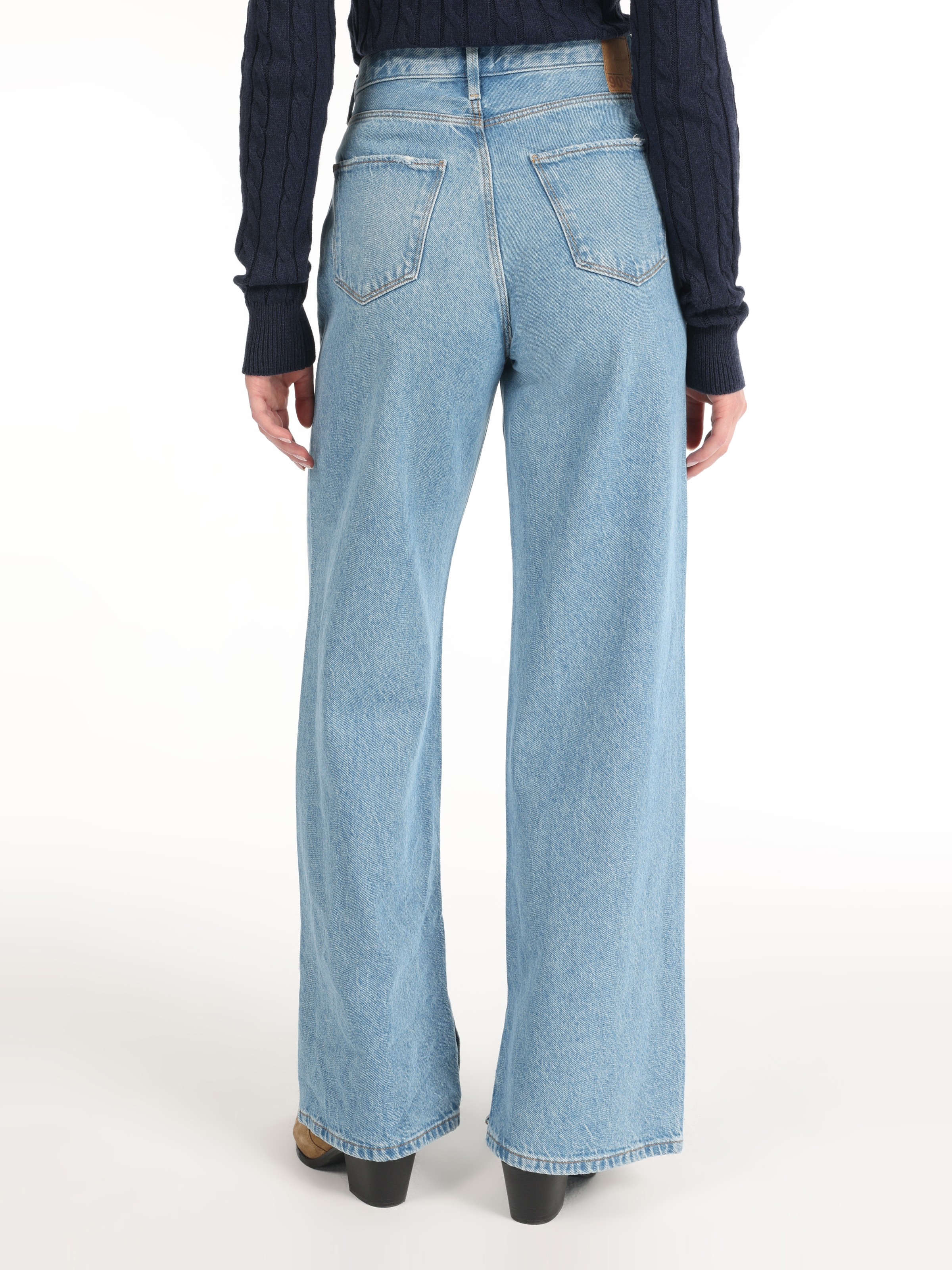 Afficher les détails de Pantalon Femme 970 Berry Regular Fit Taille Haute Jambe Large Bleu