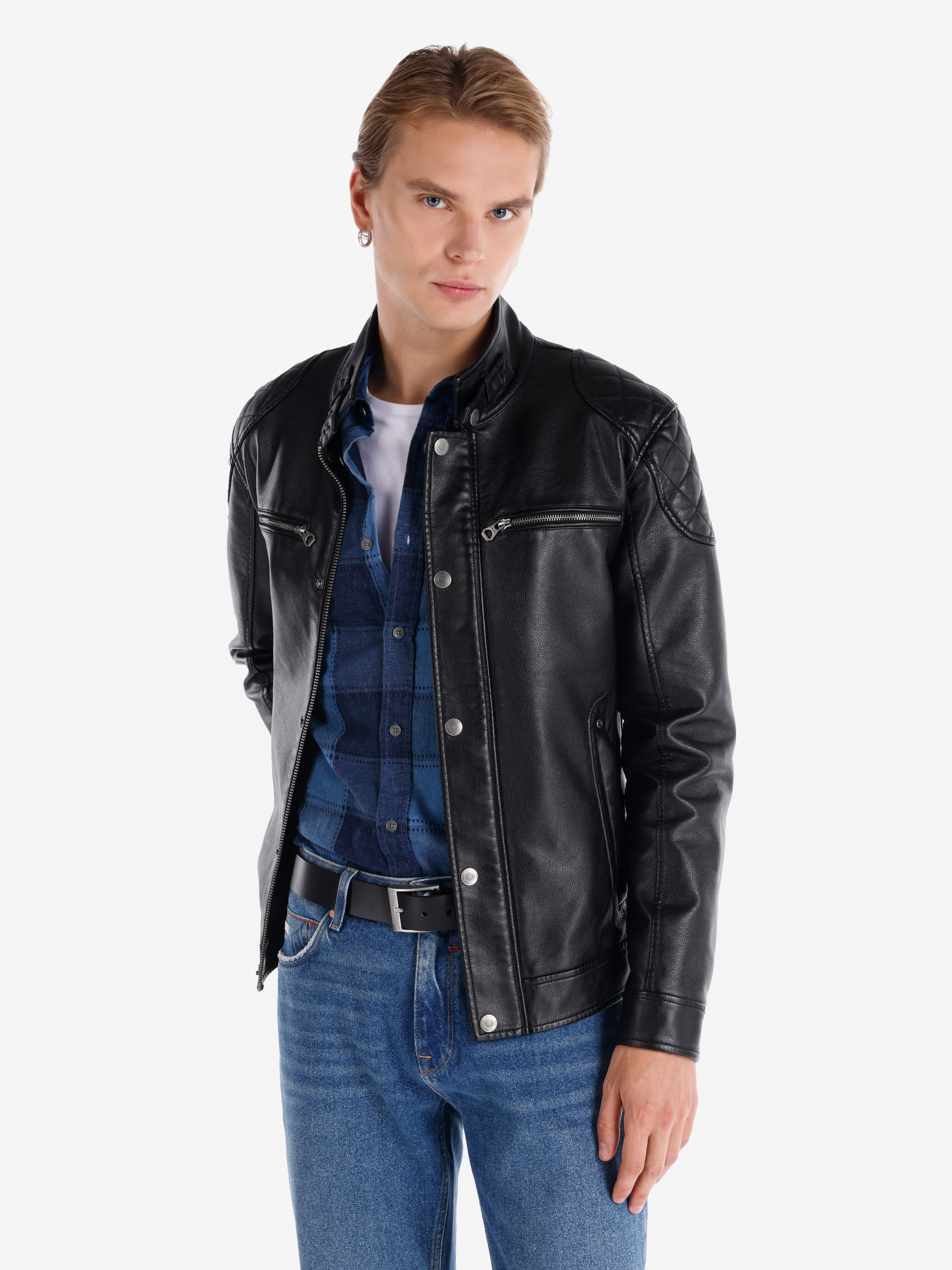 Noir HOMME Veste Pu