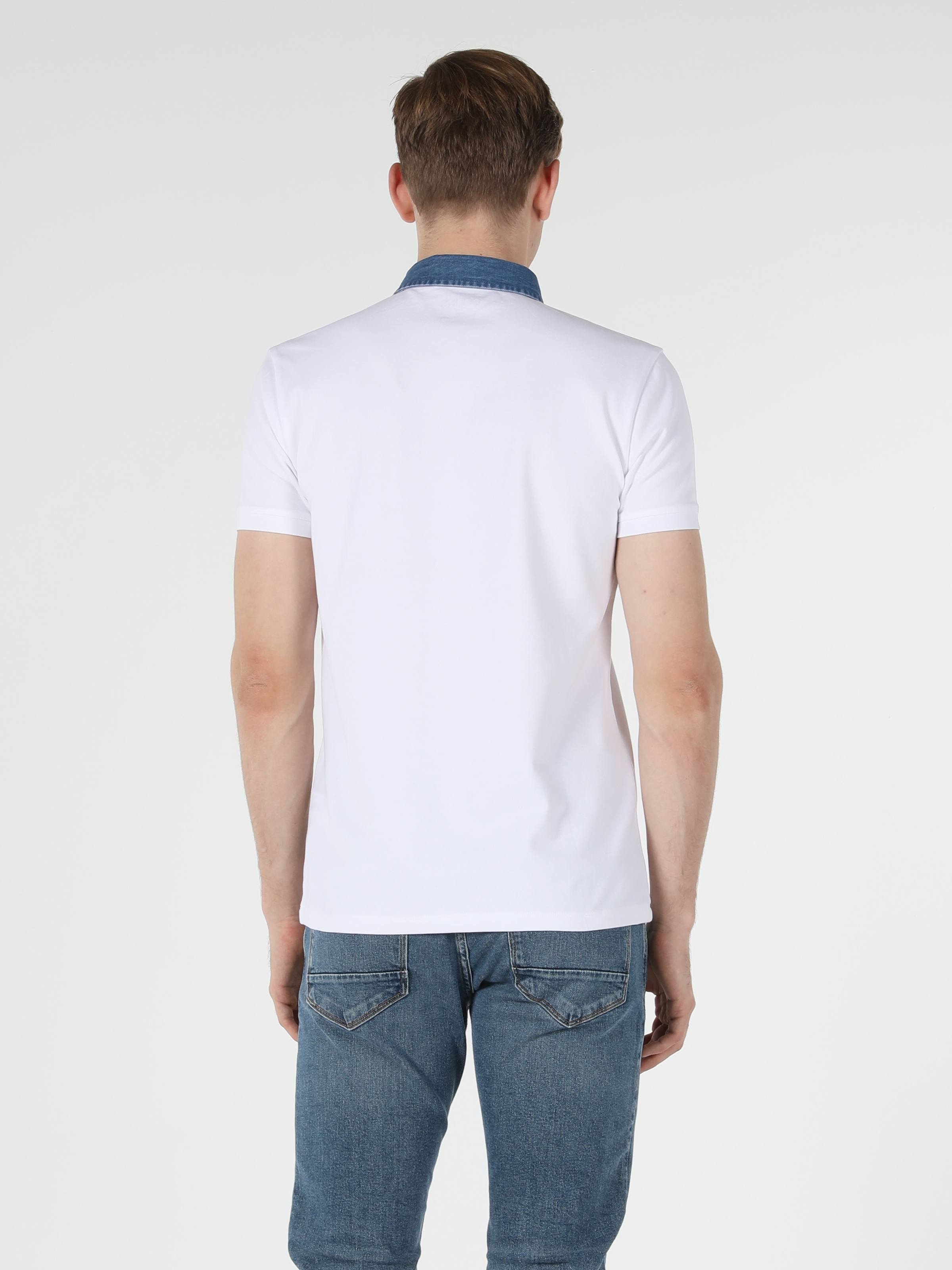 Afficher les détails de T-Shirt Polo Blanc À Manches Courtes Pour Hommes, Coupe Ajustée, Col Polo