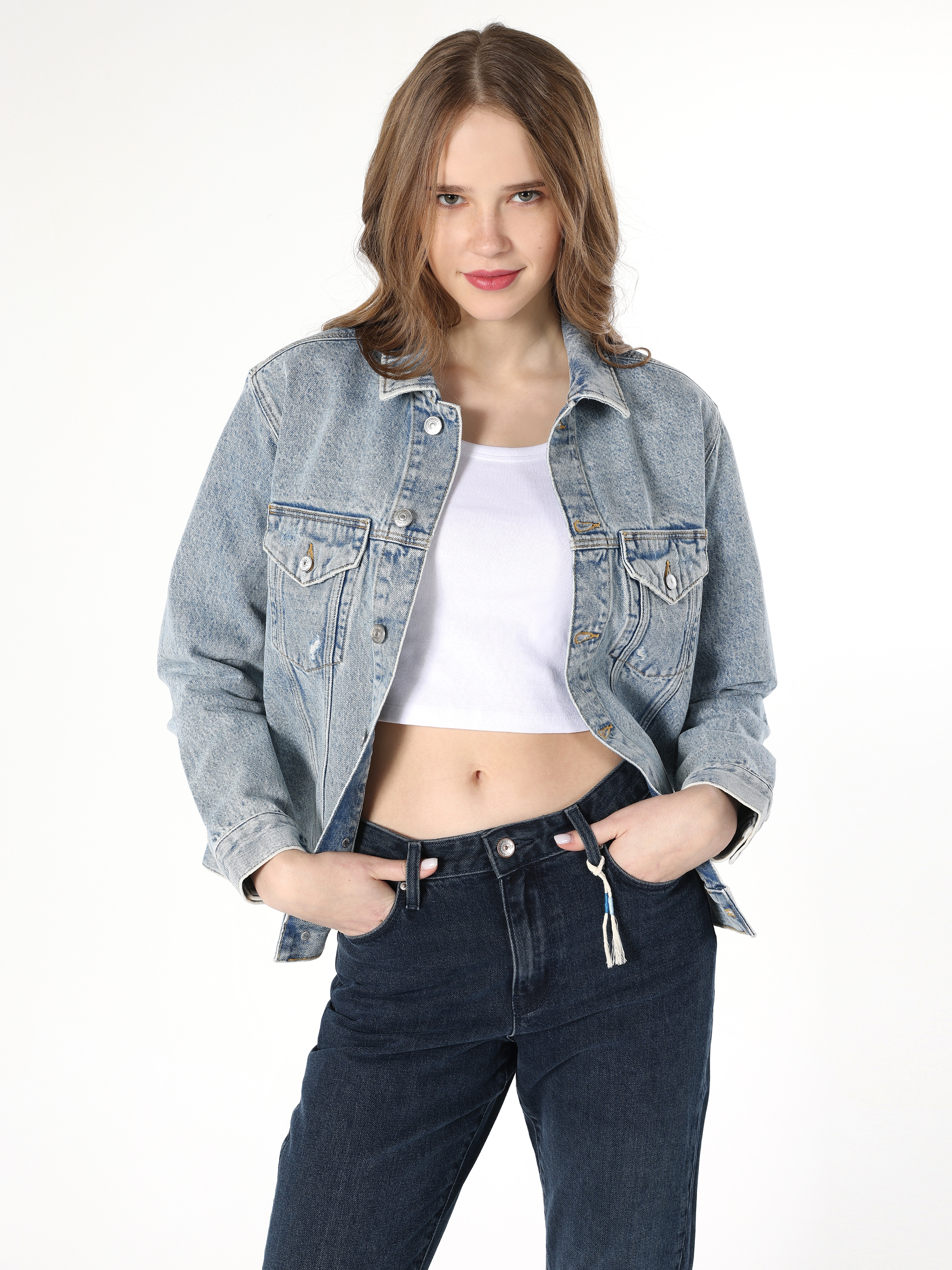 Veste en discount jean coupe courte