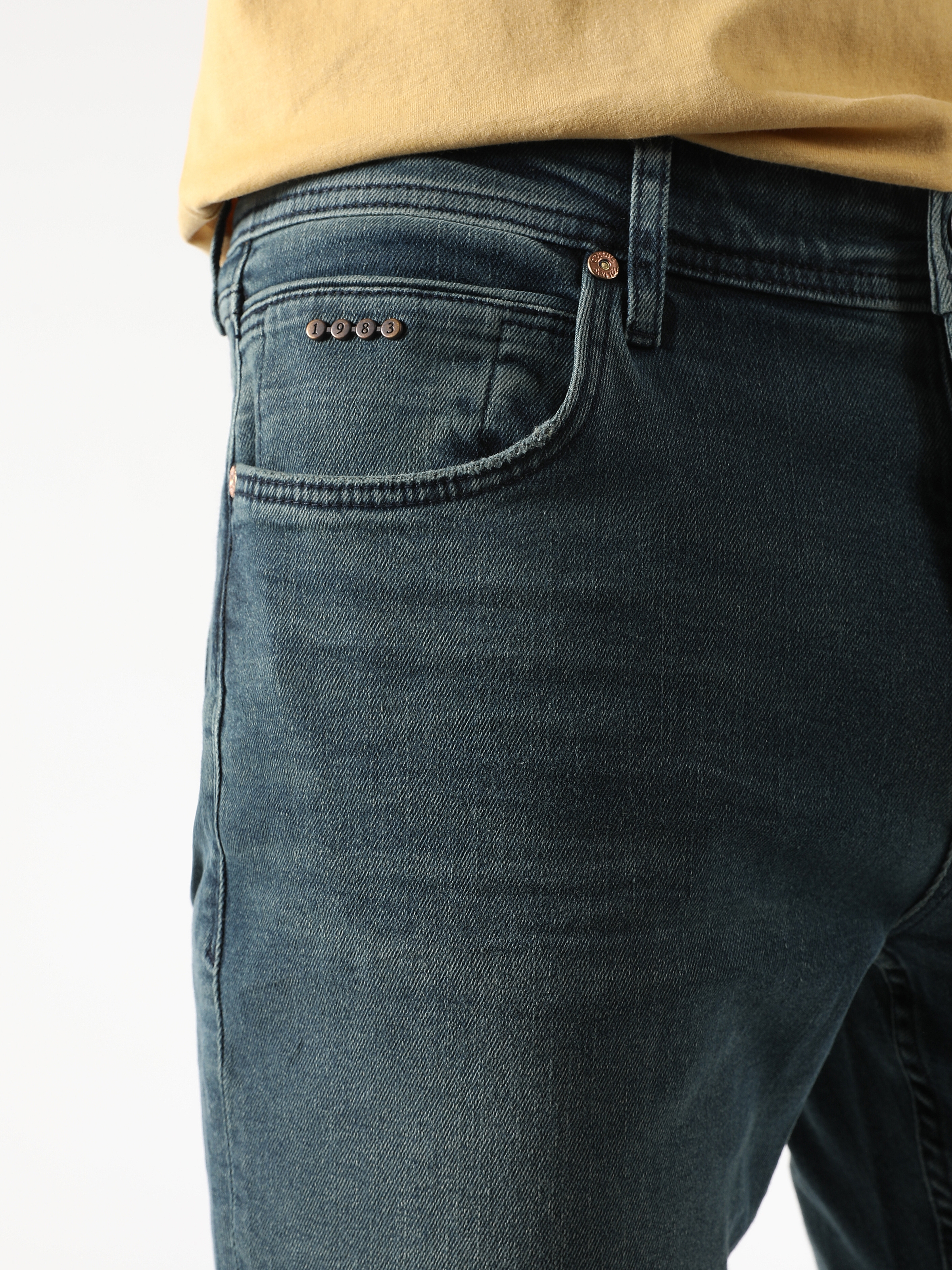 Afficher les détails de 041 Danny Slim Cut Taille Basse Pantalon Skinny Bleu Foncé Pour Hommes