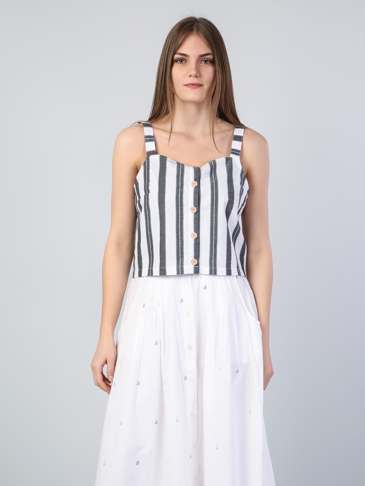 Chemise A Manches Courtes Bleue Col Regulier Coupe Slim Pour Femmes Cl1043779 Chemise Colin s