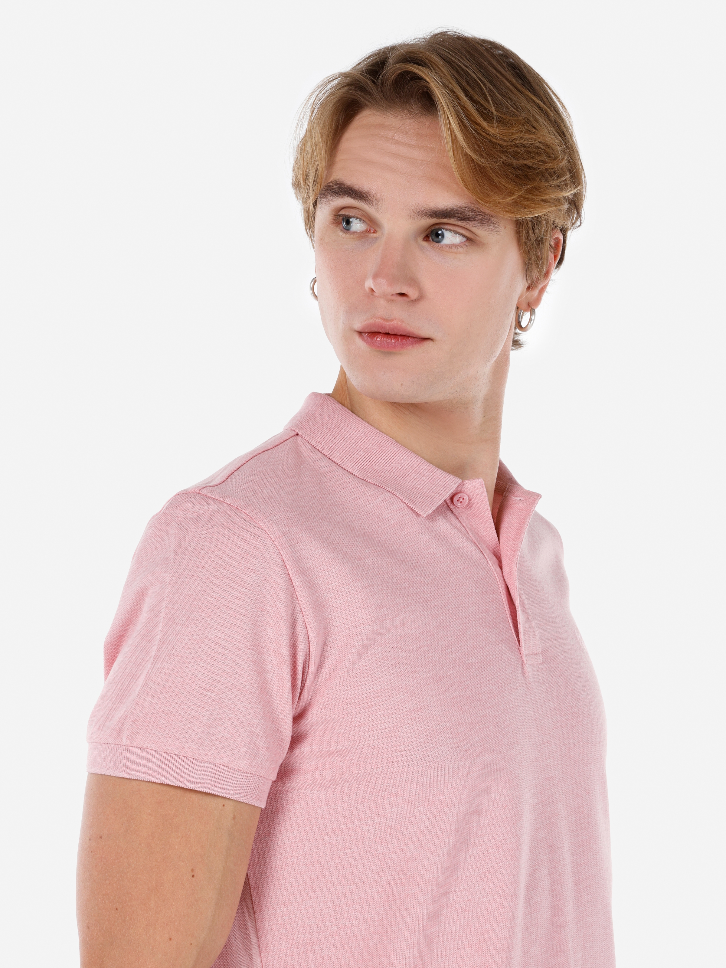 Afficher les détails de T-Shirt Polo À Manches Courtes Rose Coupe Régulière Pour Homme