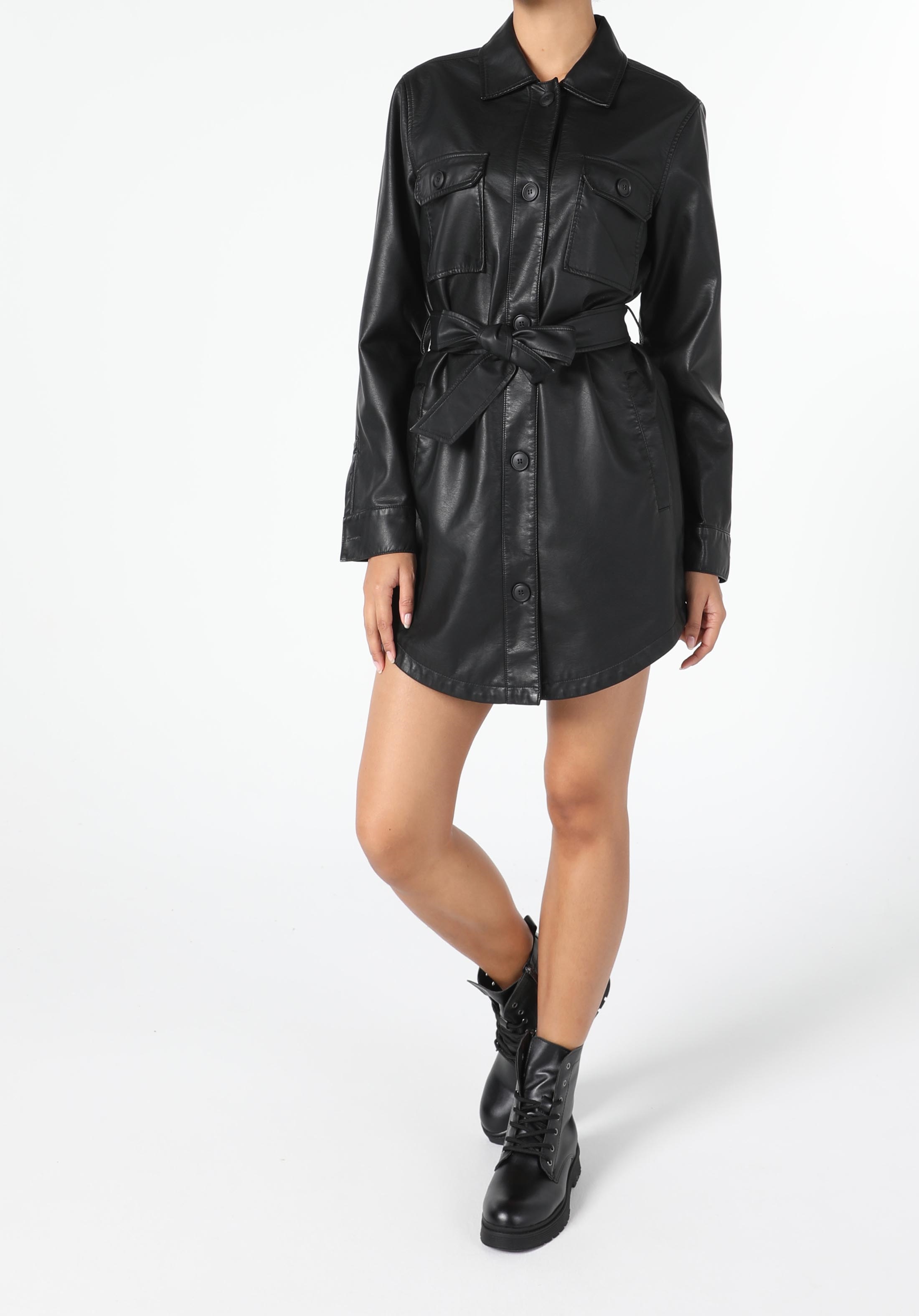 Manteau femme cuir best sale noir