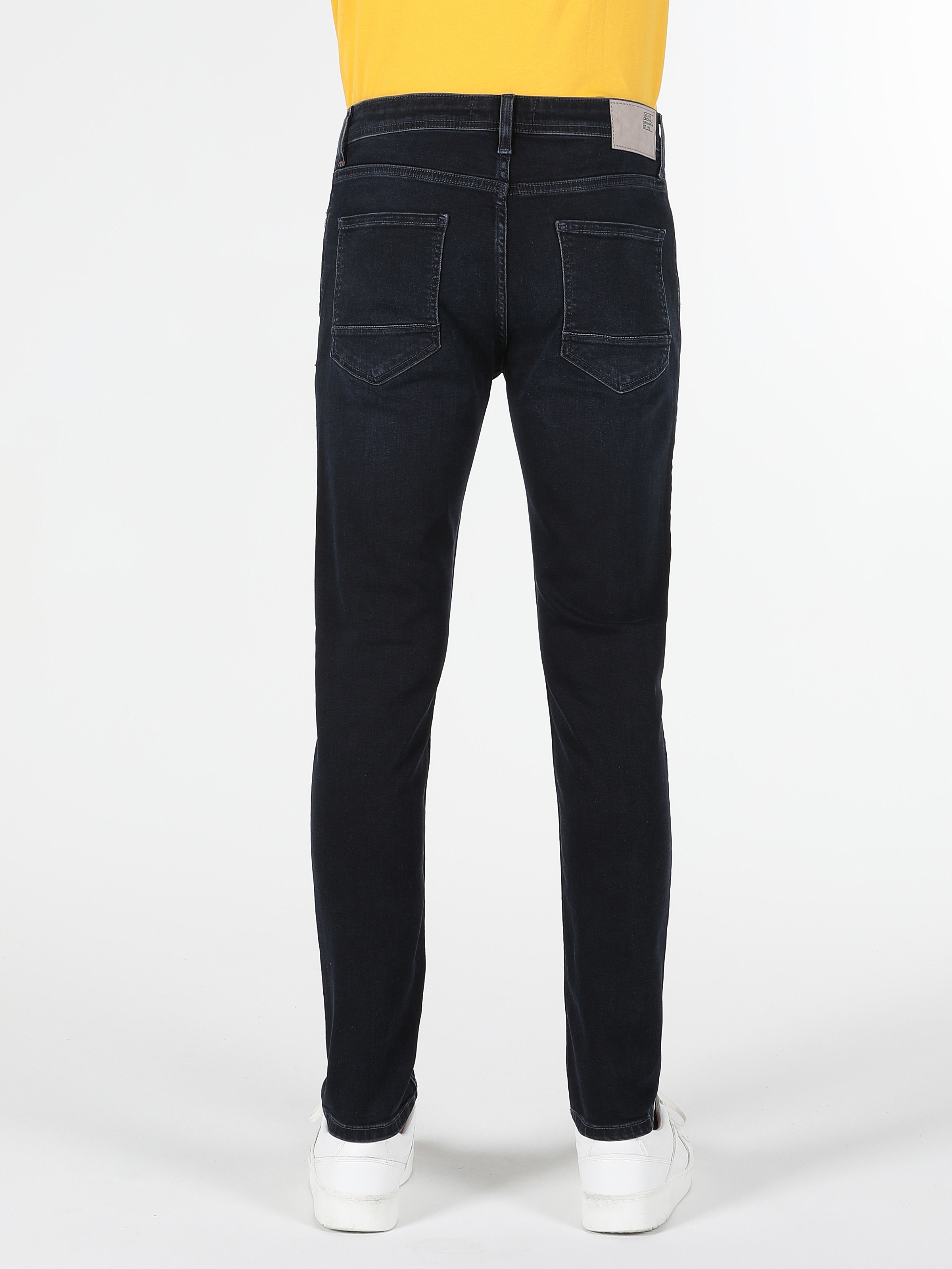Afficher les détails de 035 Ryan Super Slim Fit Taille Haute Jambe Mince Pantalon En Jean Bleu Marine Pour Hommes