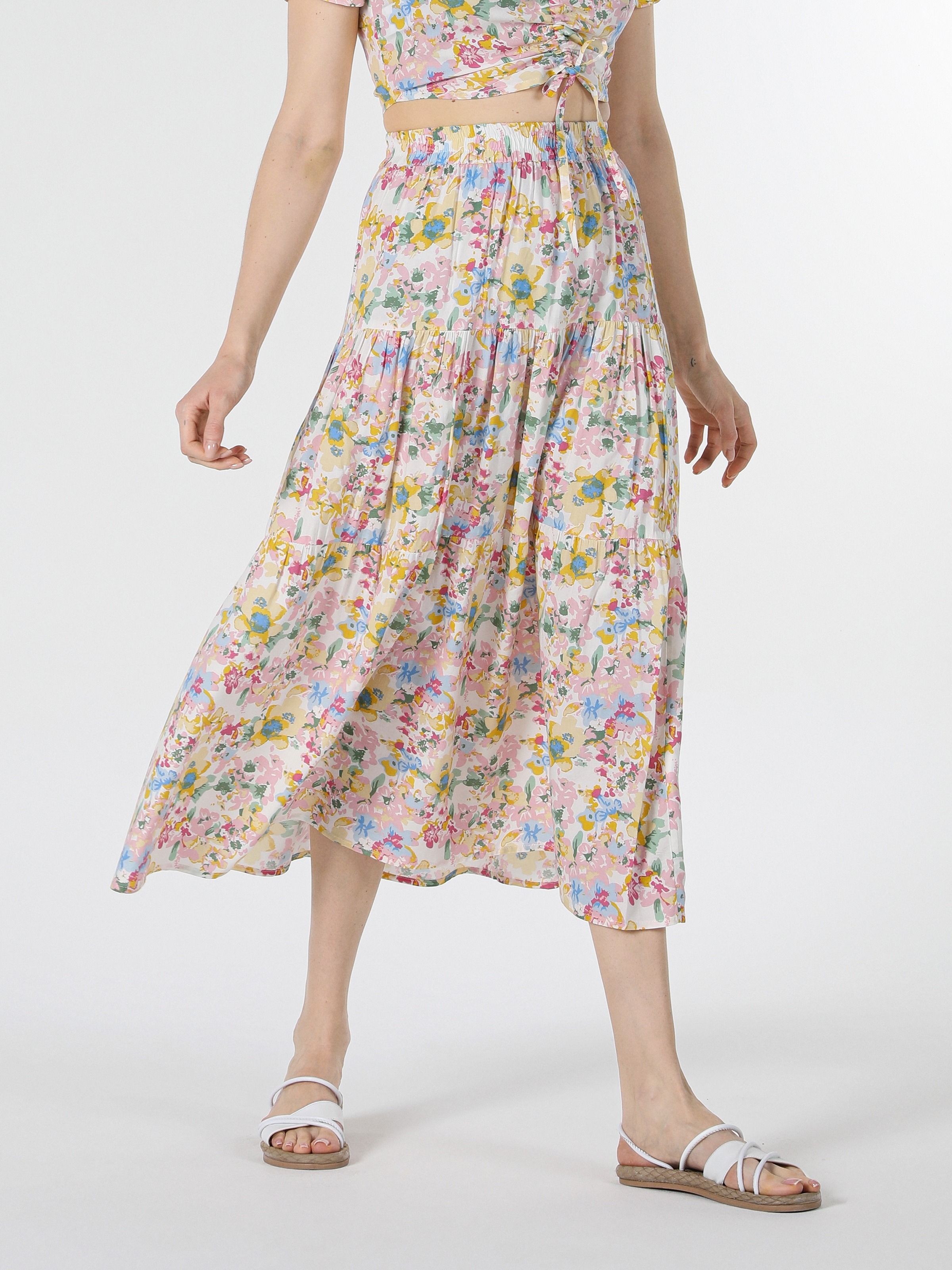 Afficher les détails de Jupe Femme Multicolore Imprimé Floral Maxi Longueur