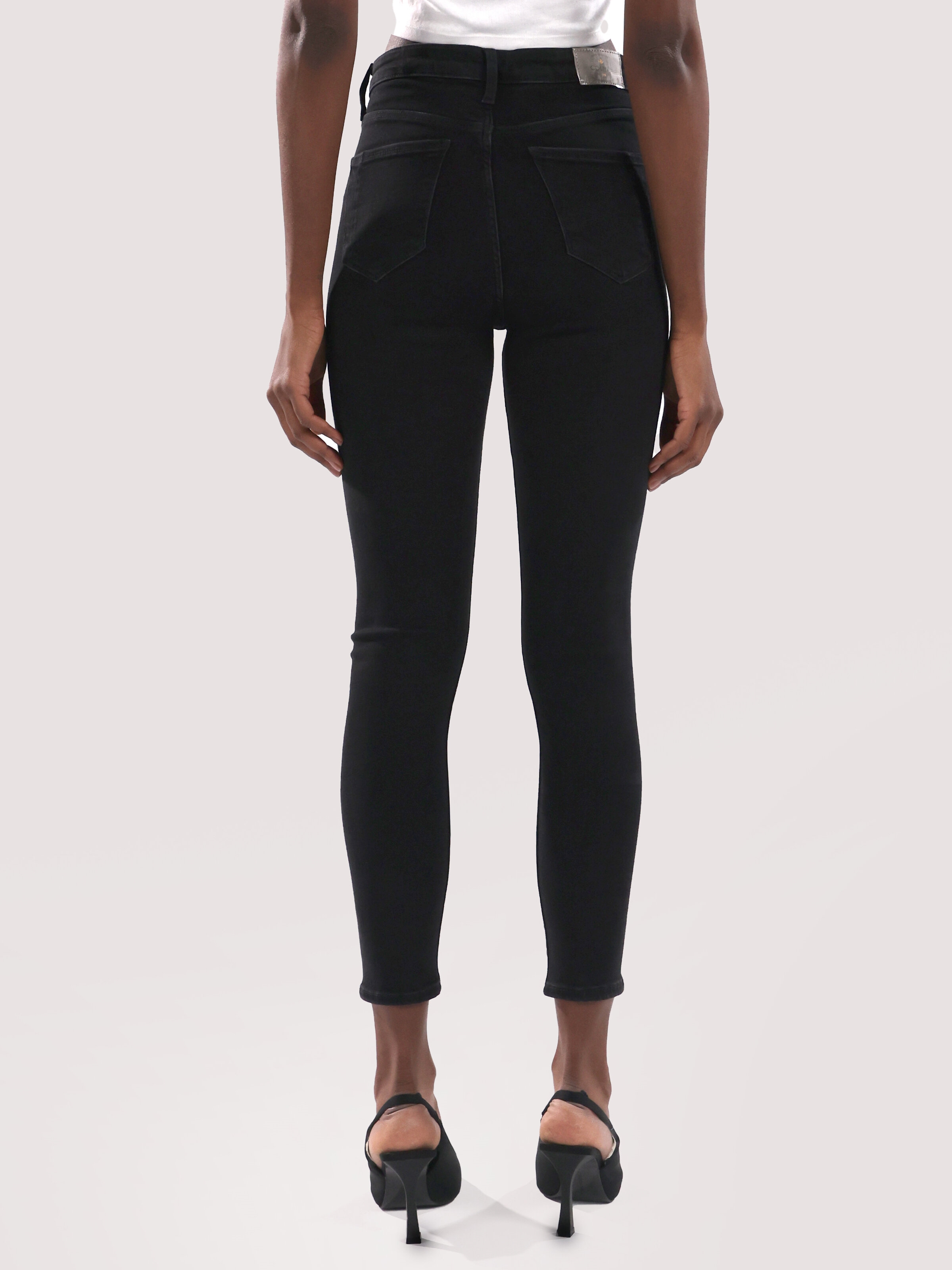 Afficher les détails de 760 Dıana Pantalon Femme Coupe Slim Taille Haute Jambe Droite Noir