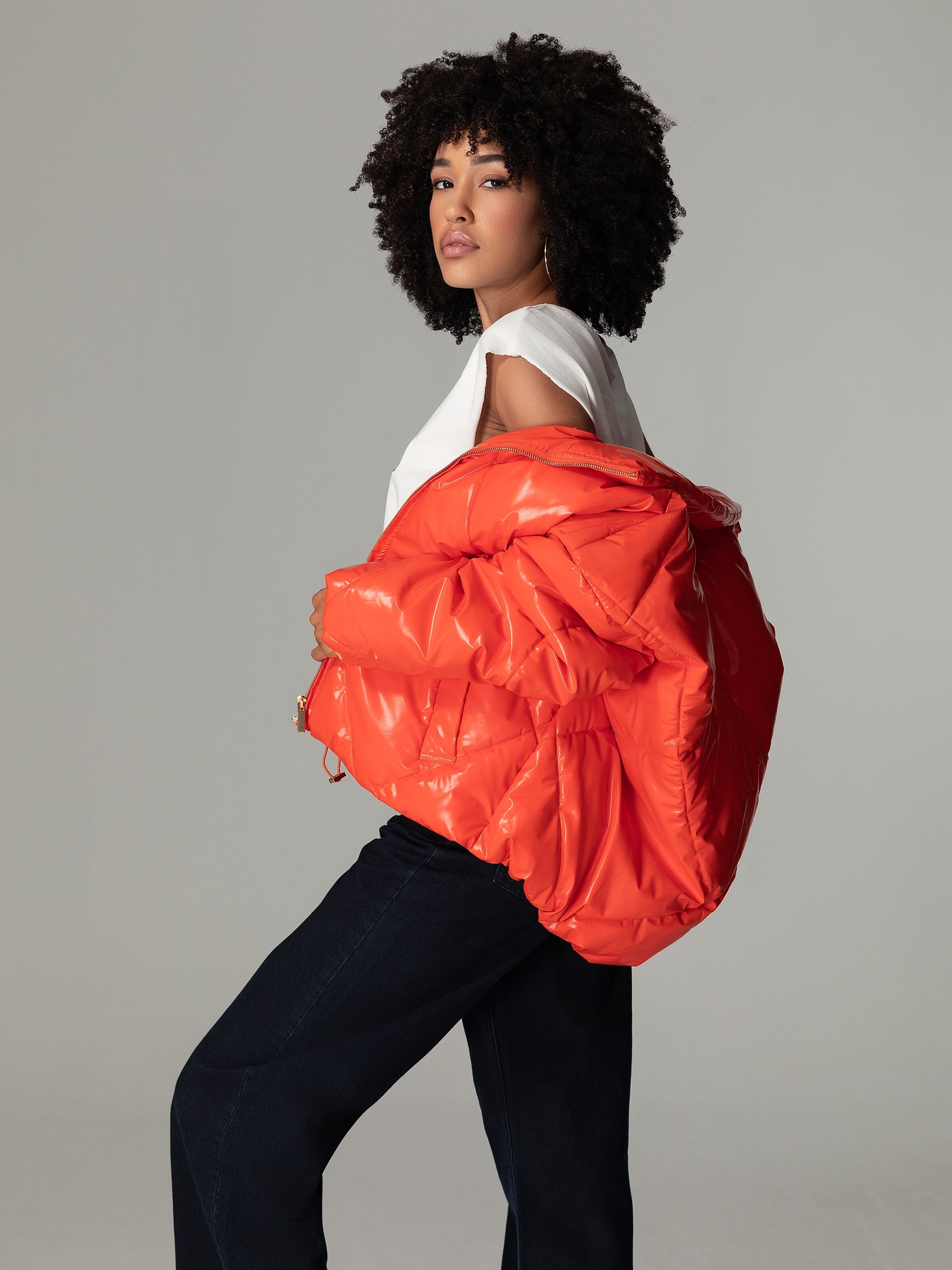 Afficher les détails de Manteau Femme Coupe Régulière Bright Puffer Orange