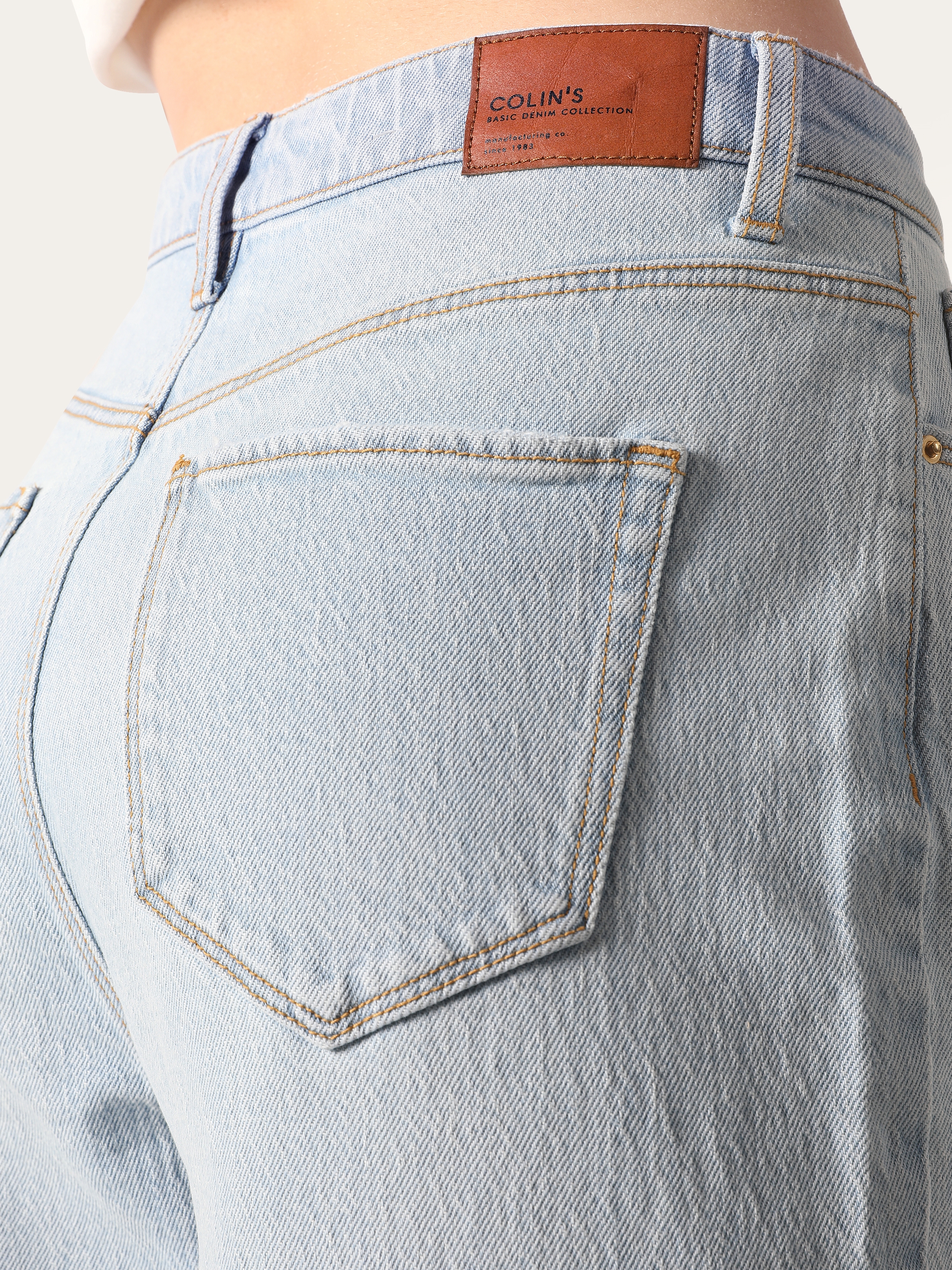 Afficher les détails de 896 Maria Mom Fit Taille Haute Jambe Fuselée Pantalon Jean Bleu Femme