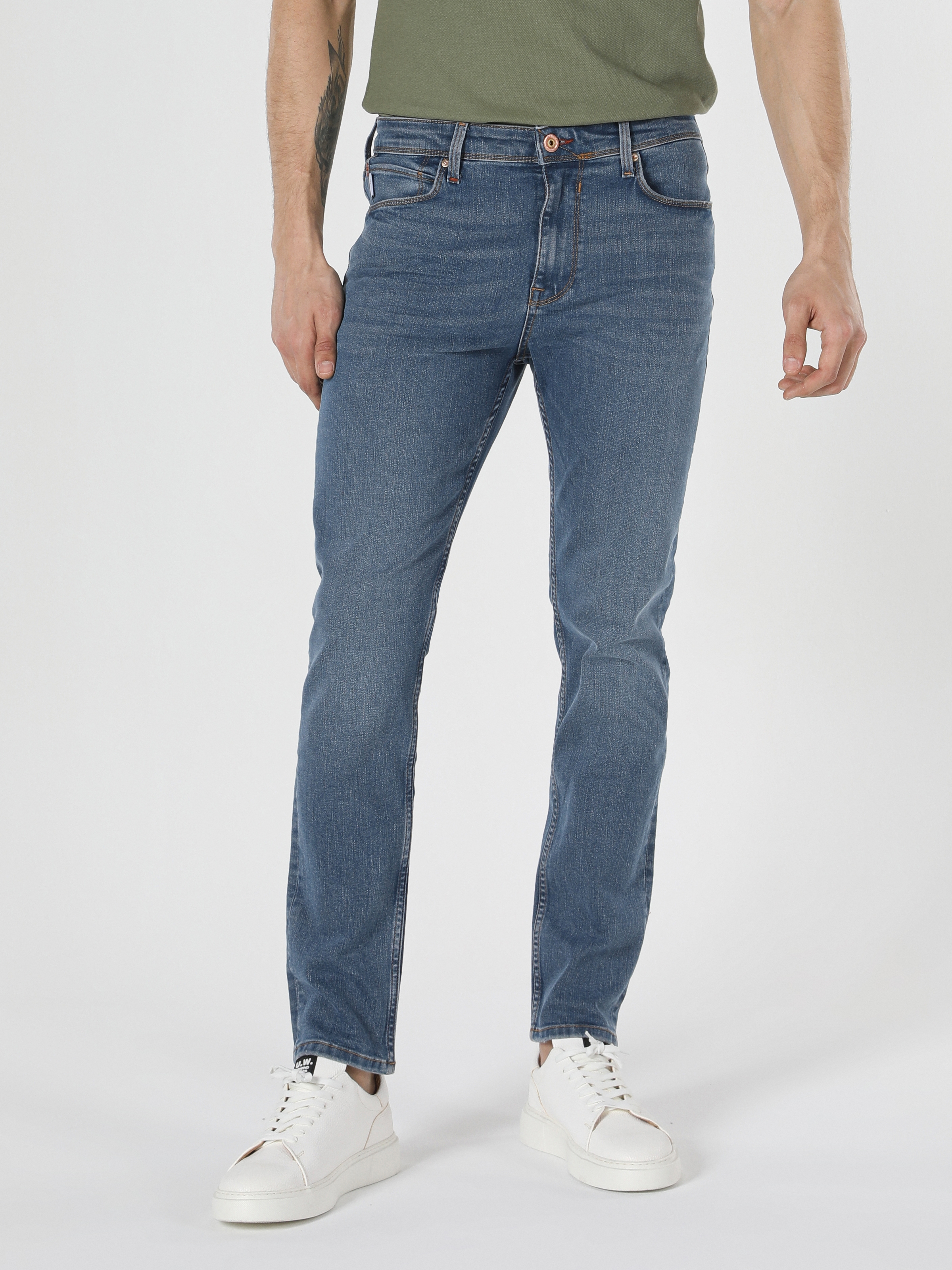 Afficher les détails de 035 Ryan Slim Fit Taille Haute Pantalon Skinny Bleu Pour Homme