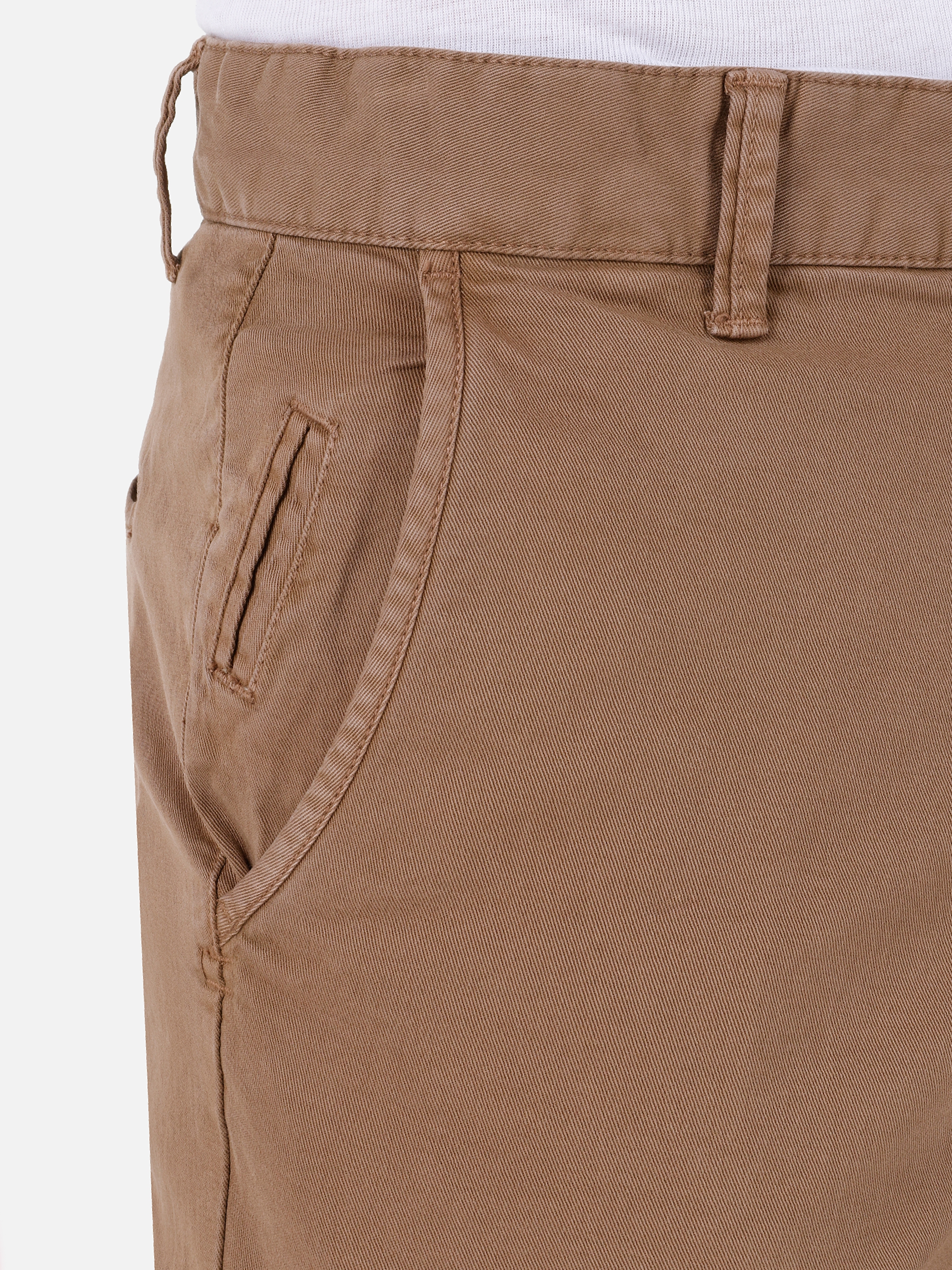 Afficher les détails de Pantalon Marron Pour Hommes, Coupe Slim, Taille Moyenne, Jambe Droite