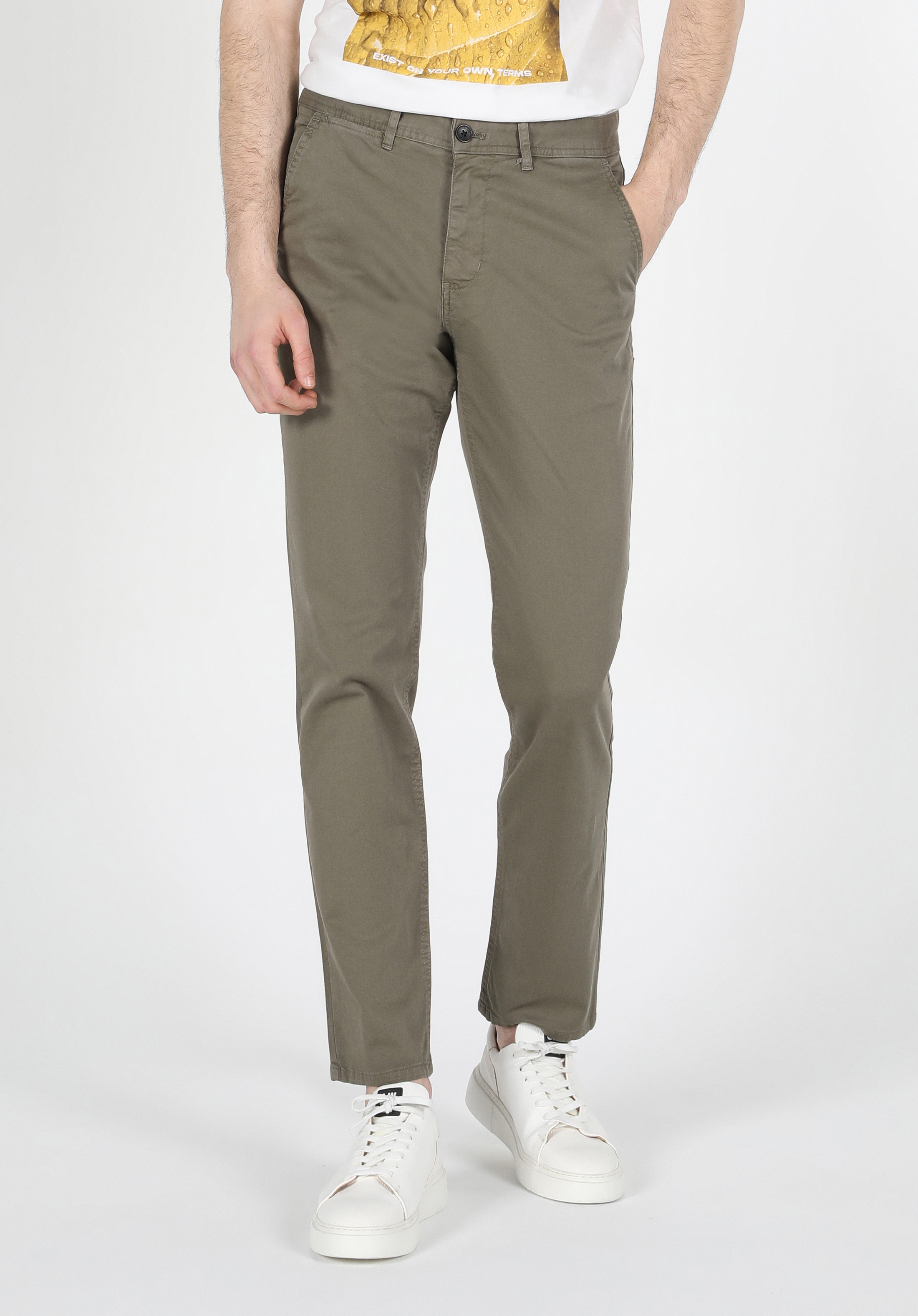 Pantalon Vert Coupe Droite Jambe Taille Moyenne Coupe Regular Pour Homme Cl1049750