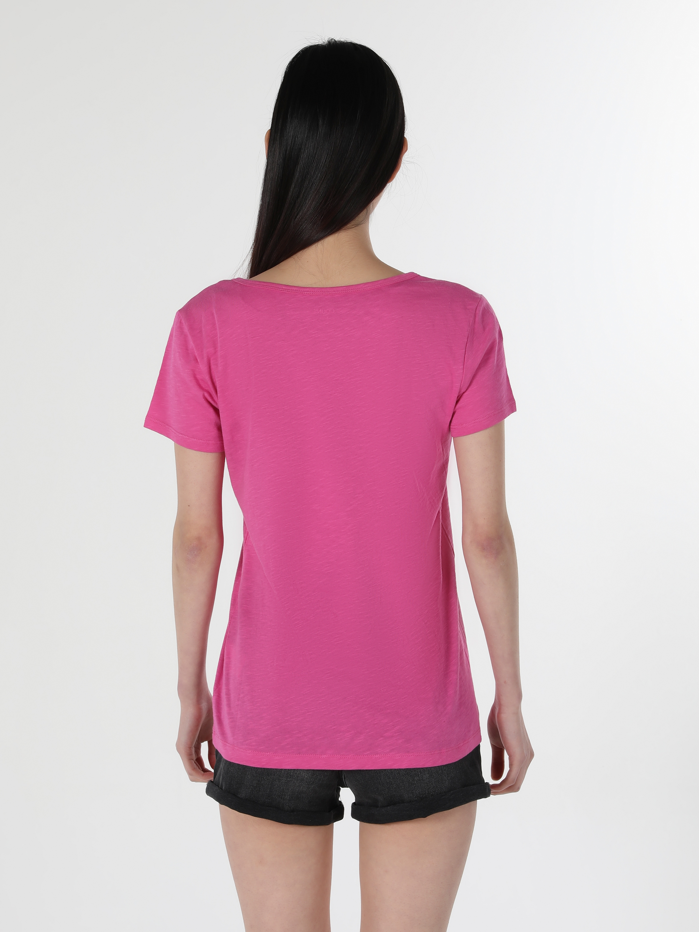 Afficher les détails de T-Shirt Rose À Manches Courtes Pour Femmes, Coupe Régulière, Col En V, Tricoté