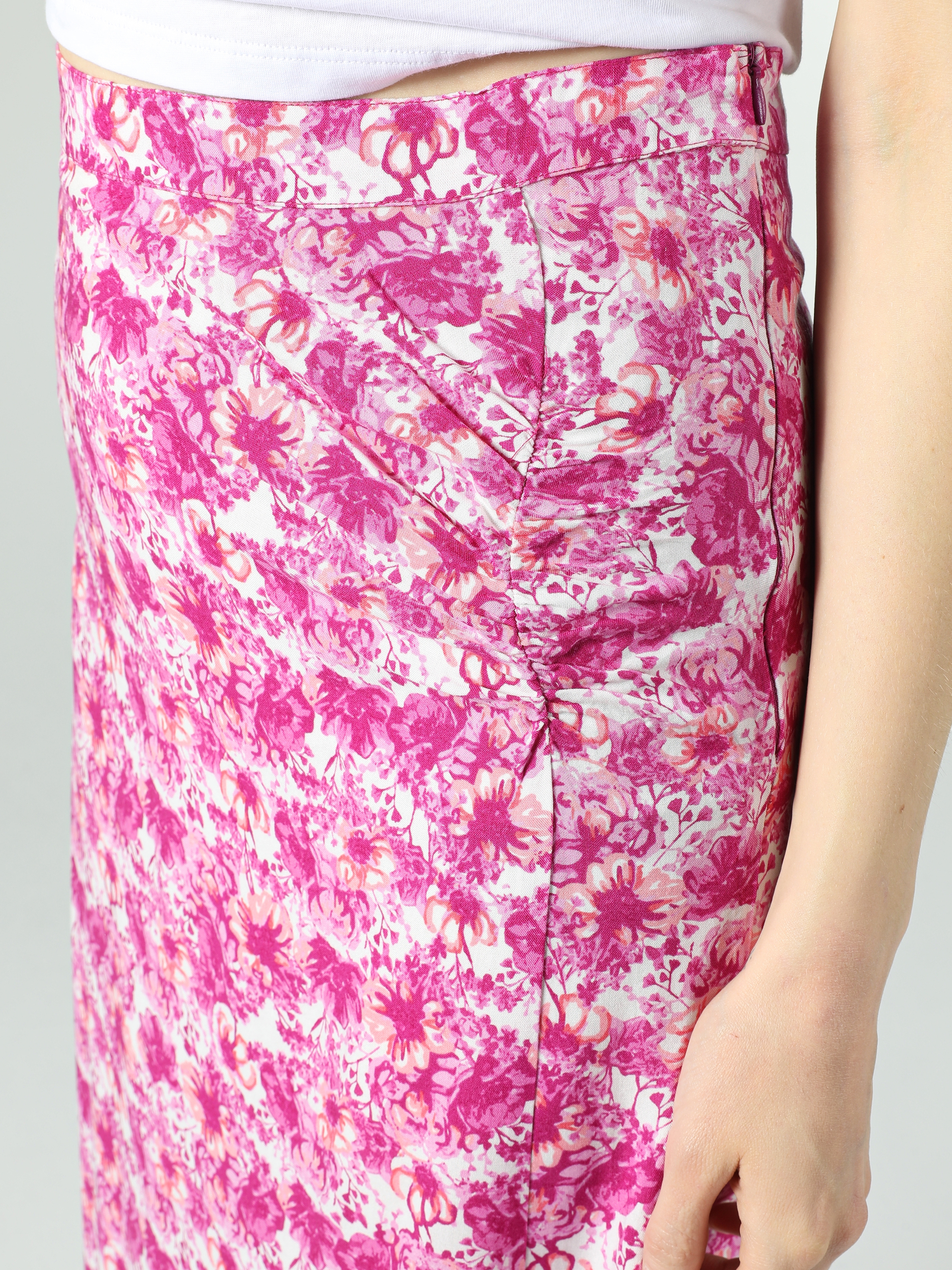 Afficher les détails de Jupe Femme Fuchsia Imprimé Floral Midi