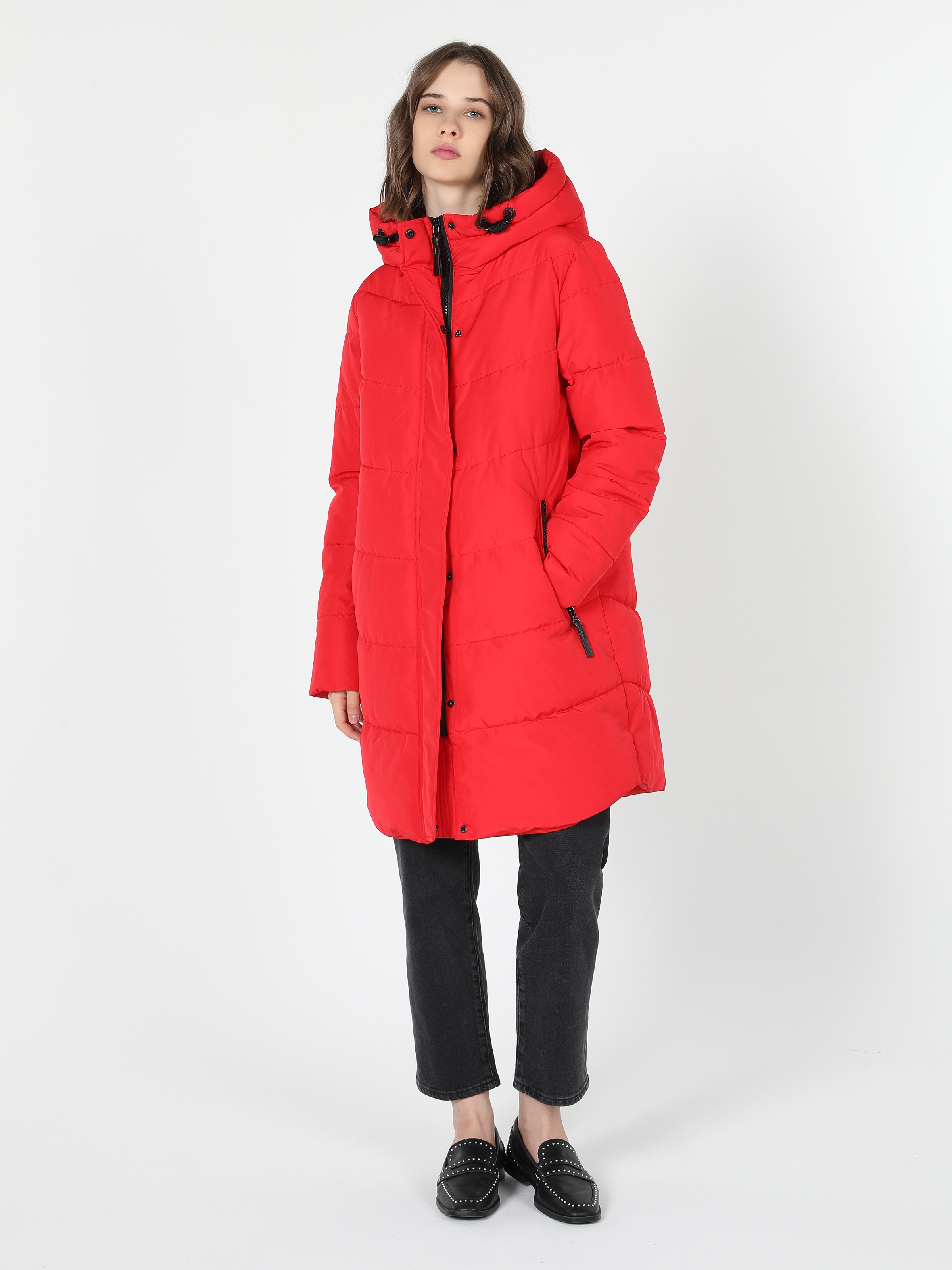 Manteau Femme Rouge Capuche Regular Fit